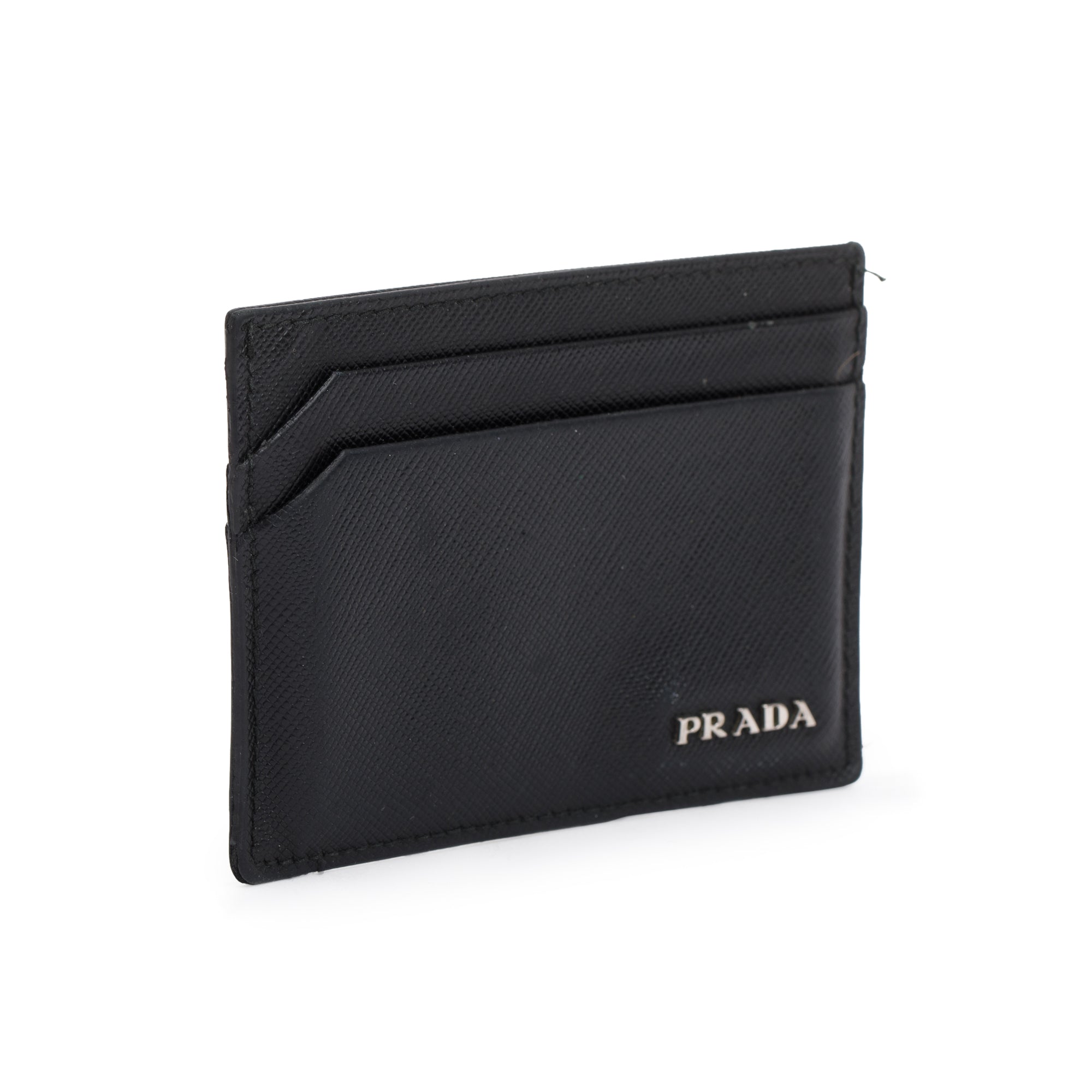 Prada Black Saffiano Leather Logo Card Holder