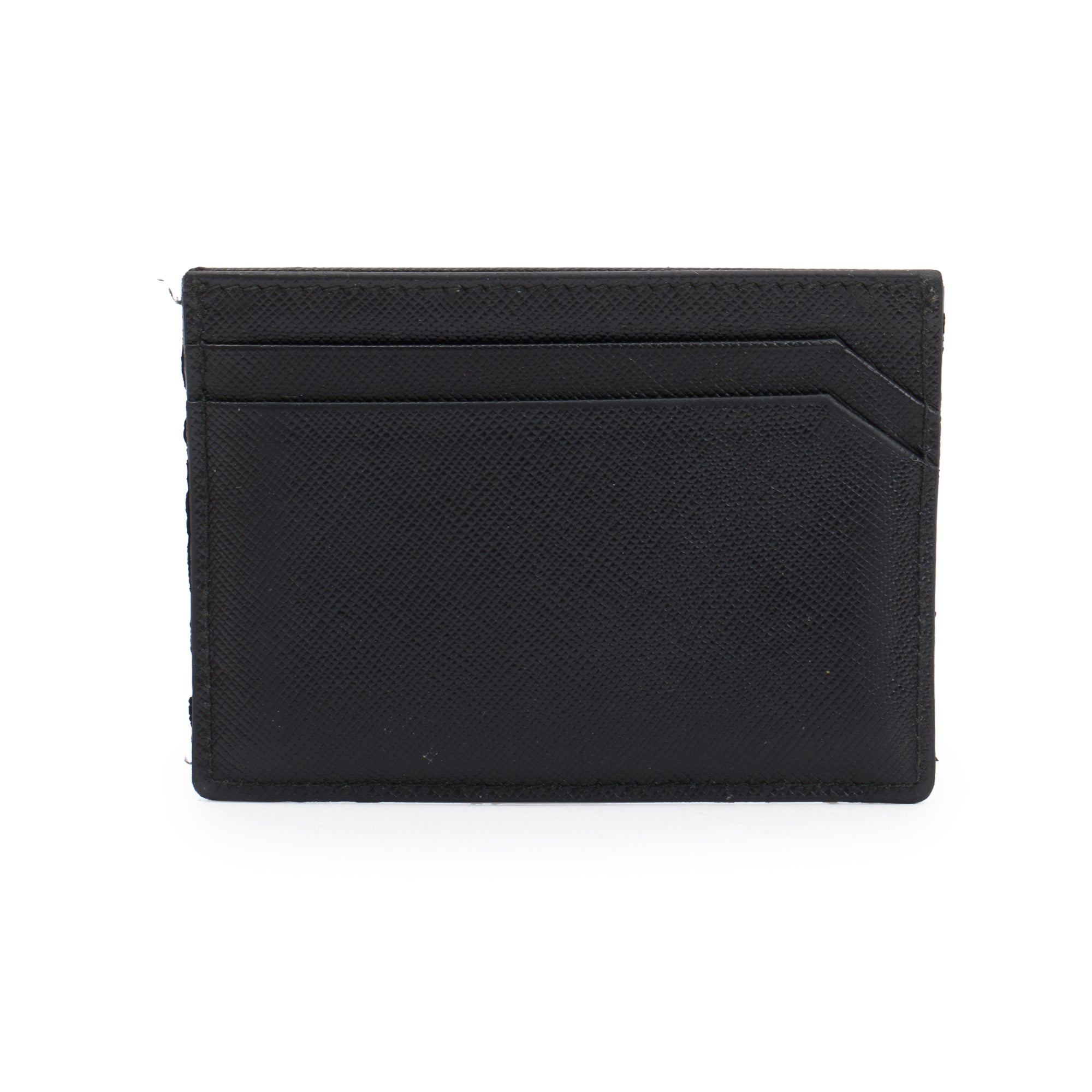 Prada Black Saffiano Leather Logo Card Holder