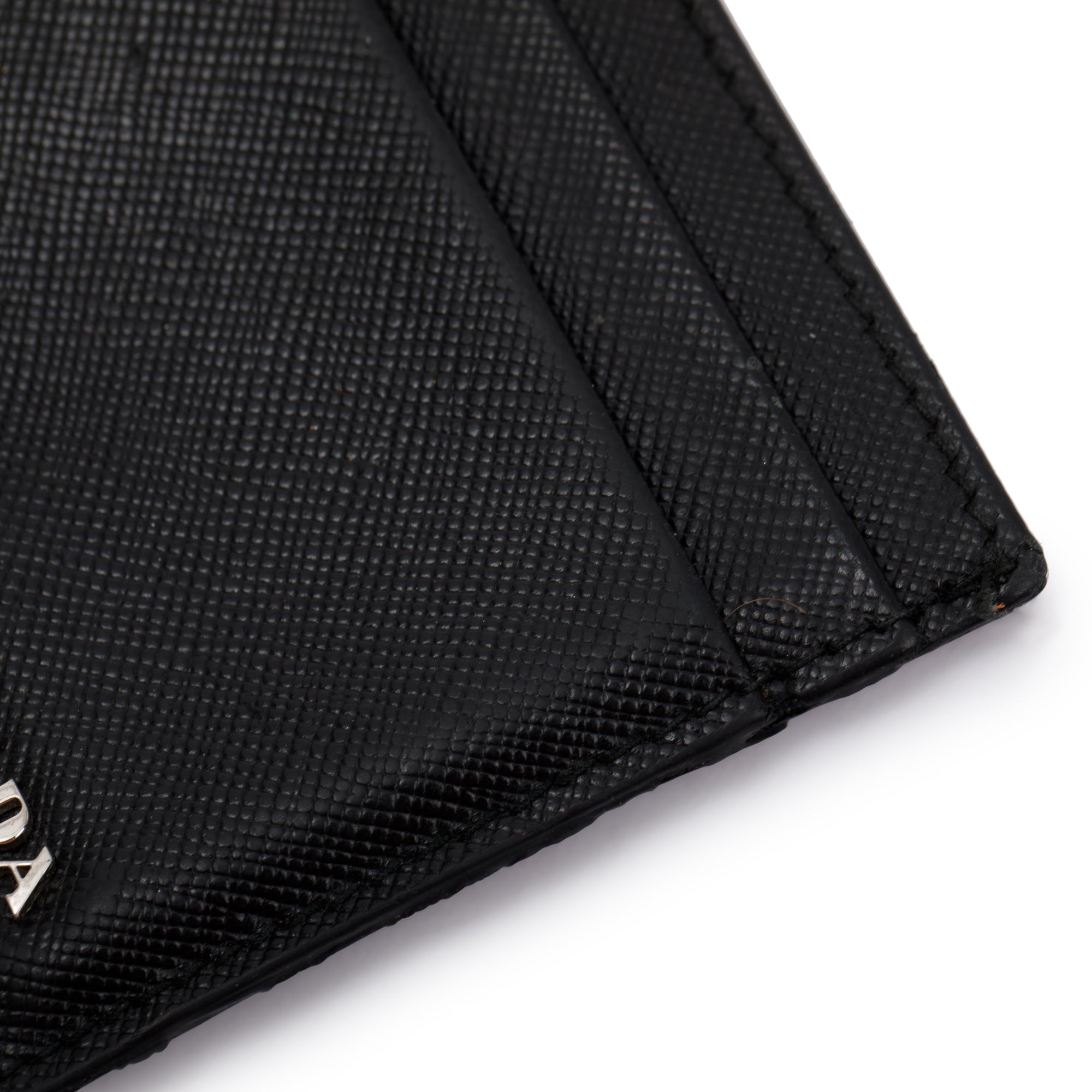 Prada Black Saffiano Leather Logo Card Holder