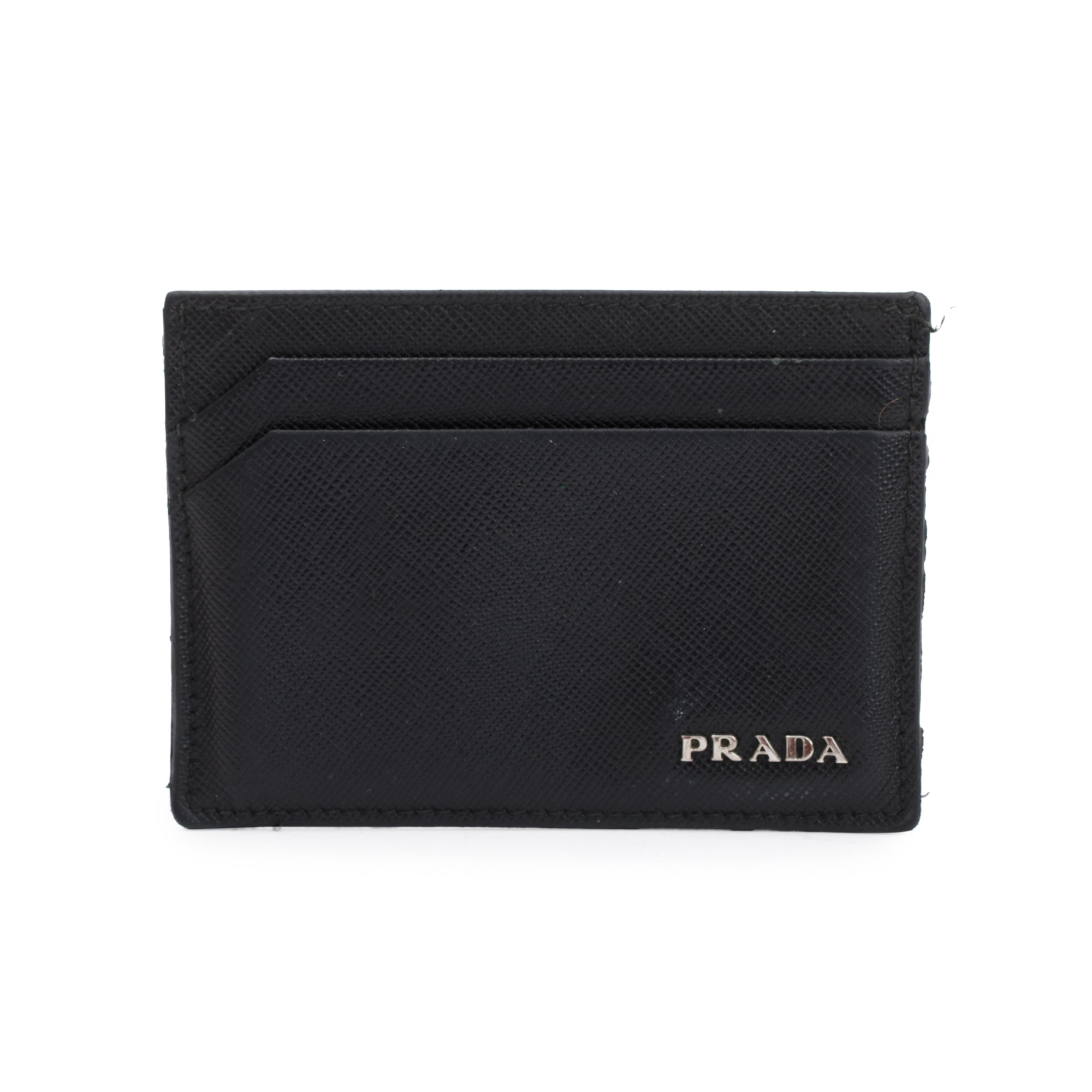 Prada Black Saffiano Leather Logo Card Holder