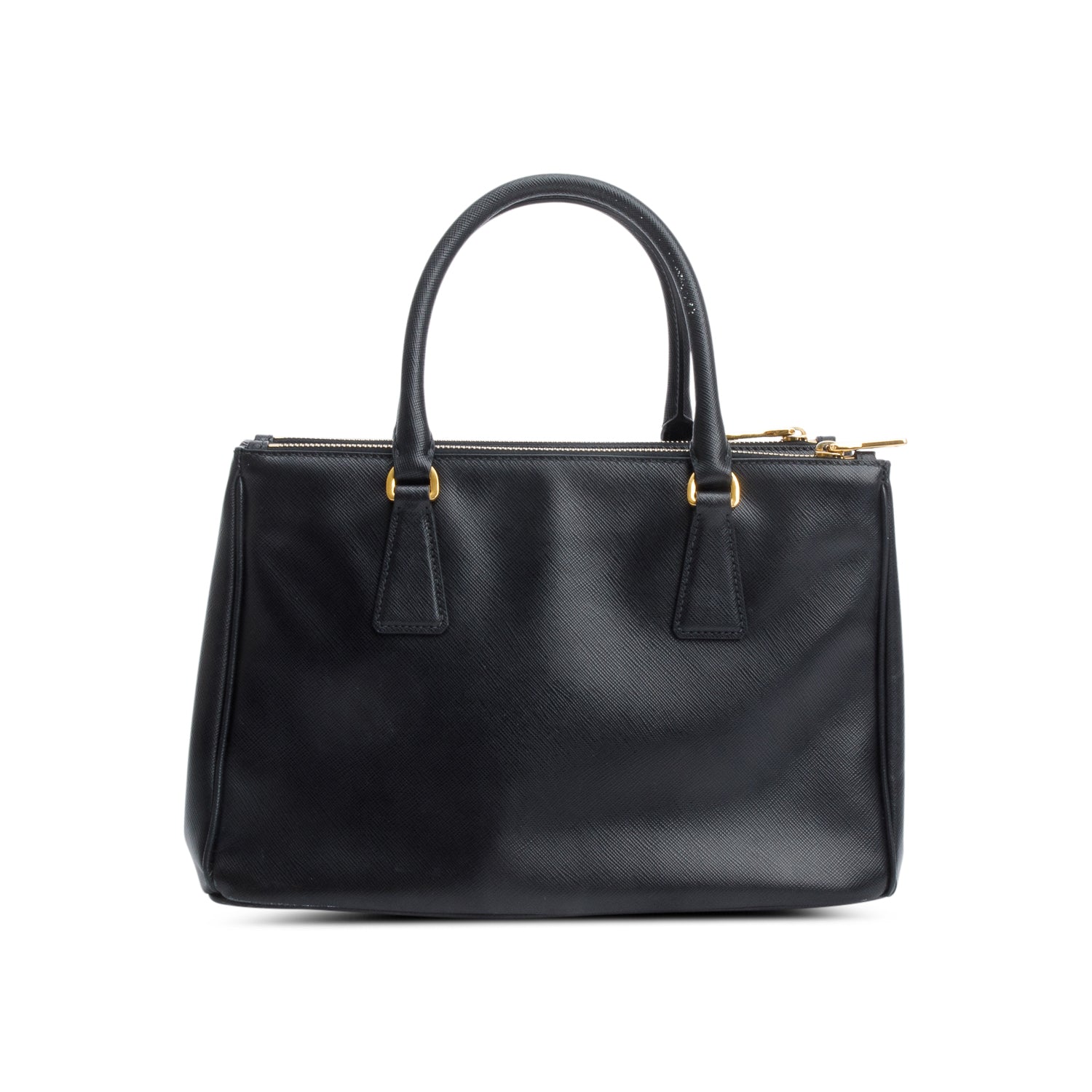 Prada Black Saffiano Leather Small Double Zip Galleria Tote w/ Strap