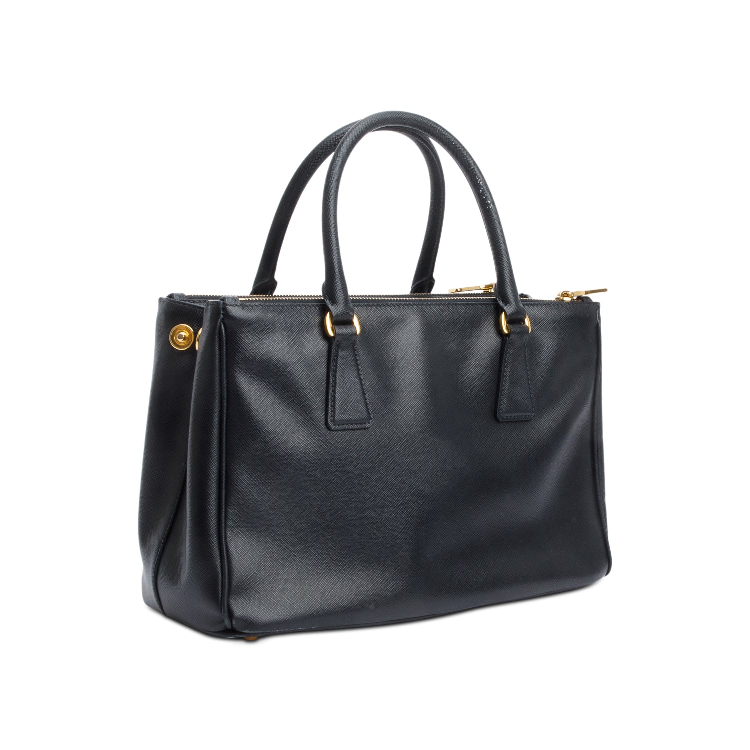 Prada Black Saffiano Leather Small Double Zip Galleria Tote w/ Strap
