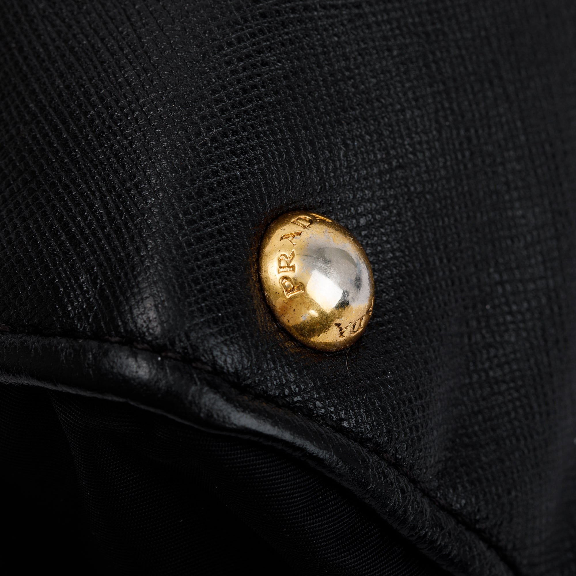 Prada Black Saffiano Leather & Tessuto Vernice Bauletto Frame Bag