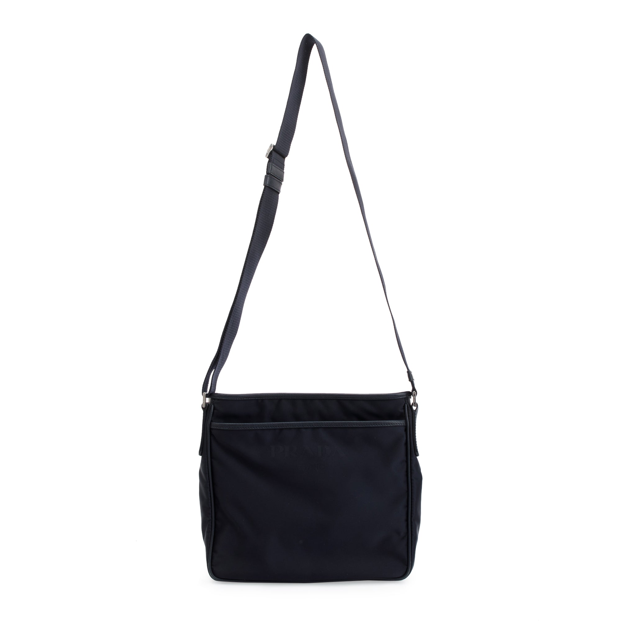Prada Black Saffiano Leather-Trimmed Tessuto Nylon Messenger Bag