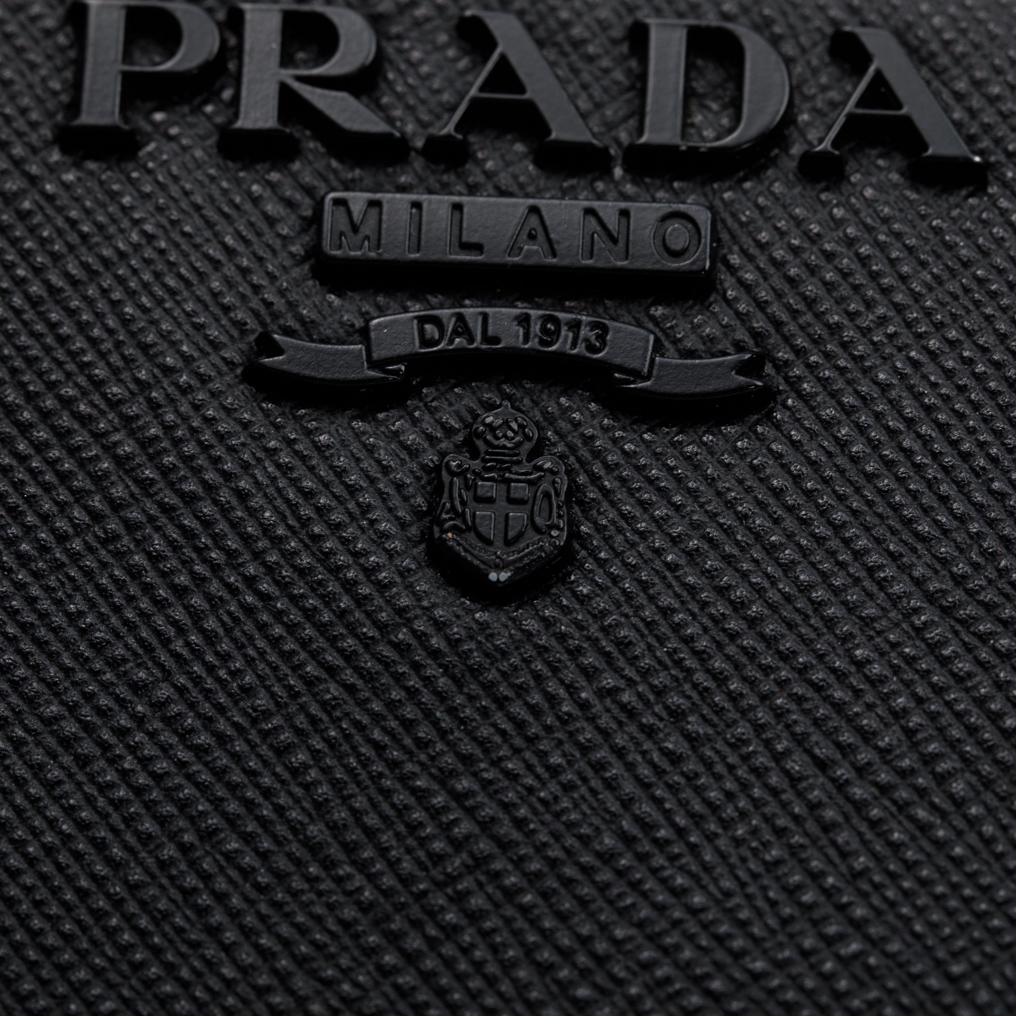 Prada Black Saffiano Leather Zip Around Wallet
