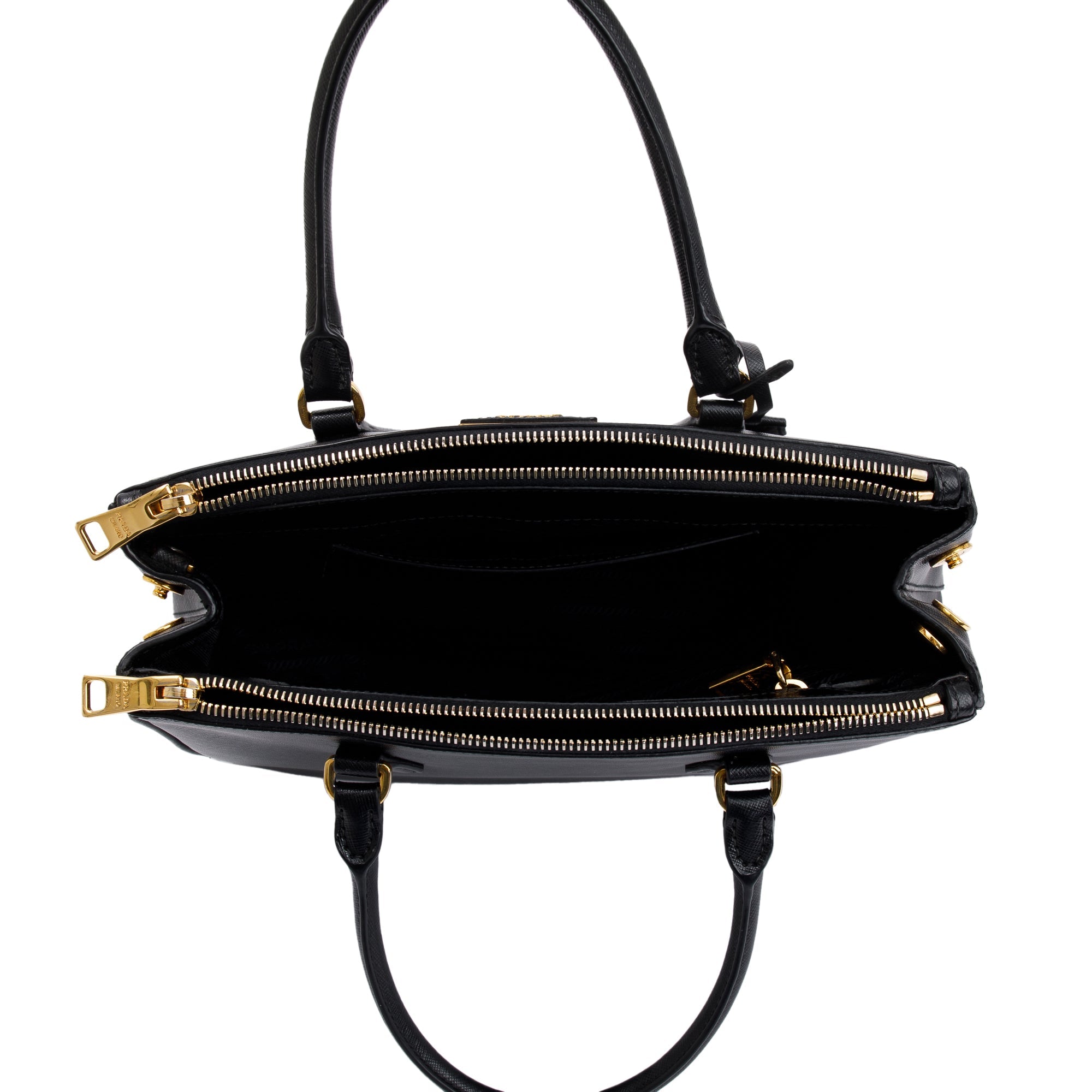Prada Black Saffiano Lux Medium Double Zip Galleria Tote
