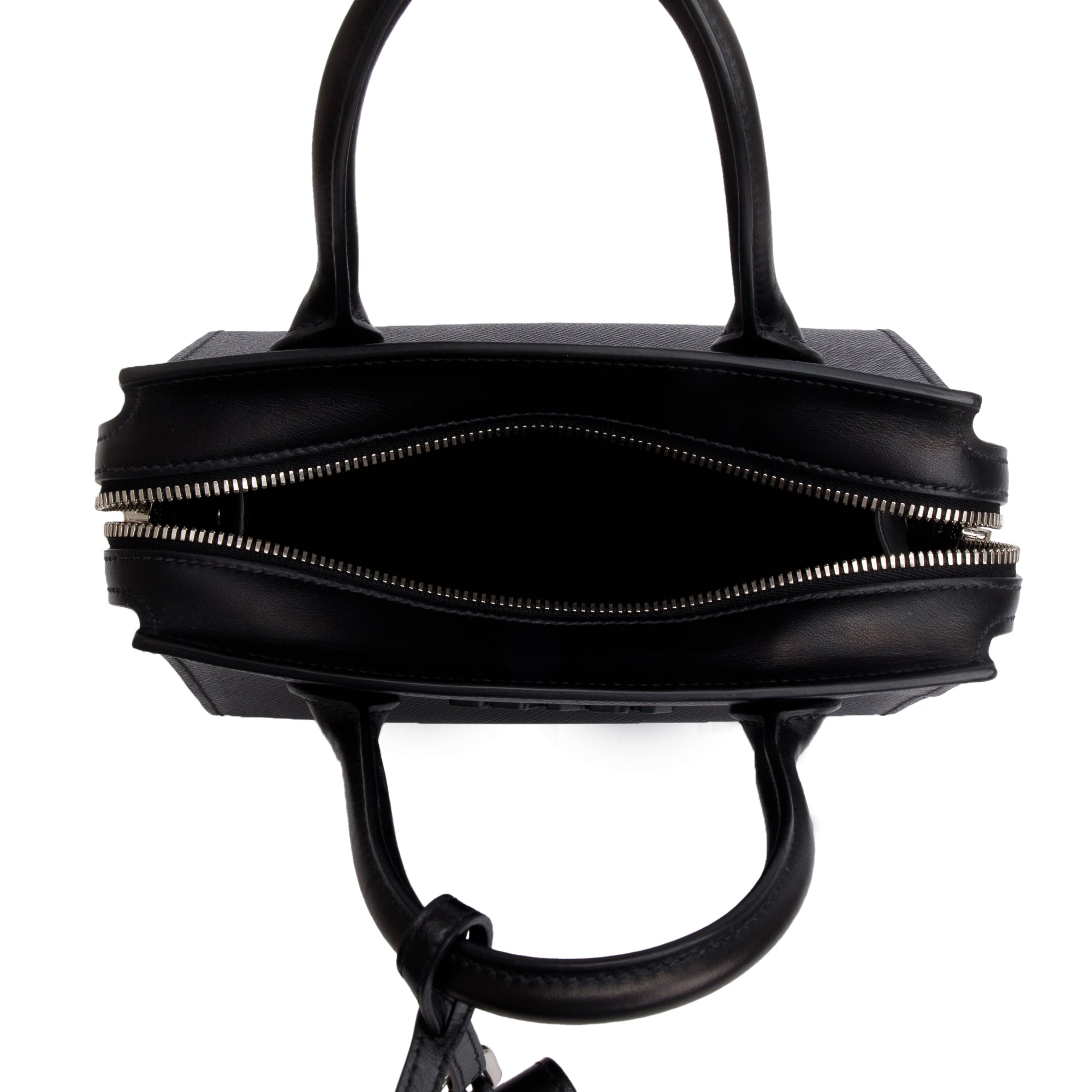 Prada Black Saffiano Lux Mini Monochrome Top Handle Tote w/ Strap
