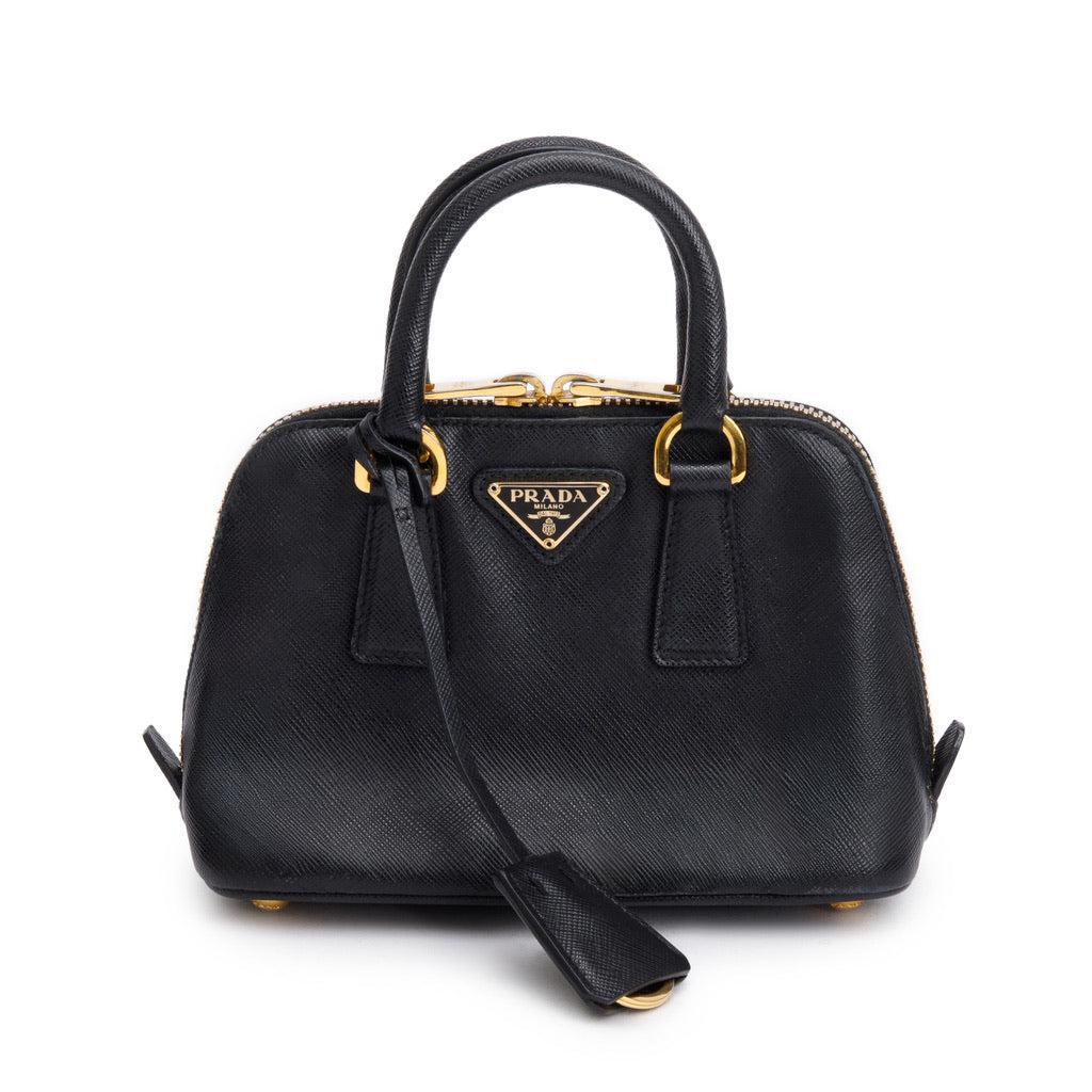 Prada Black Saffiano Lux Mini Promenade Tote w/ Strap