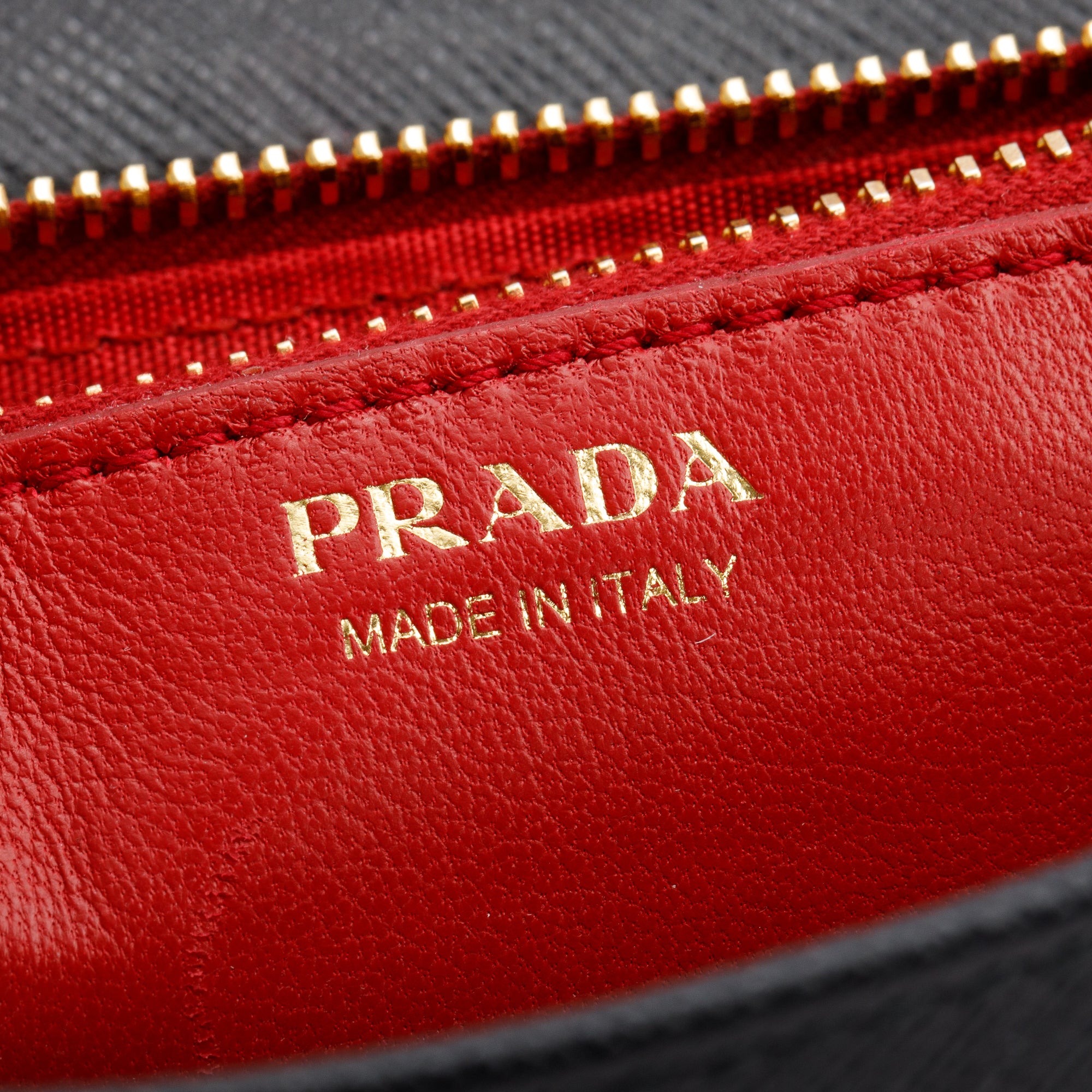 Prada Black Saffiano Lux Monochrome Wallet on Chain