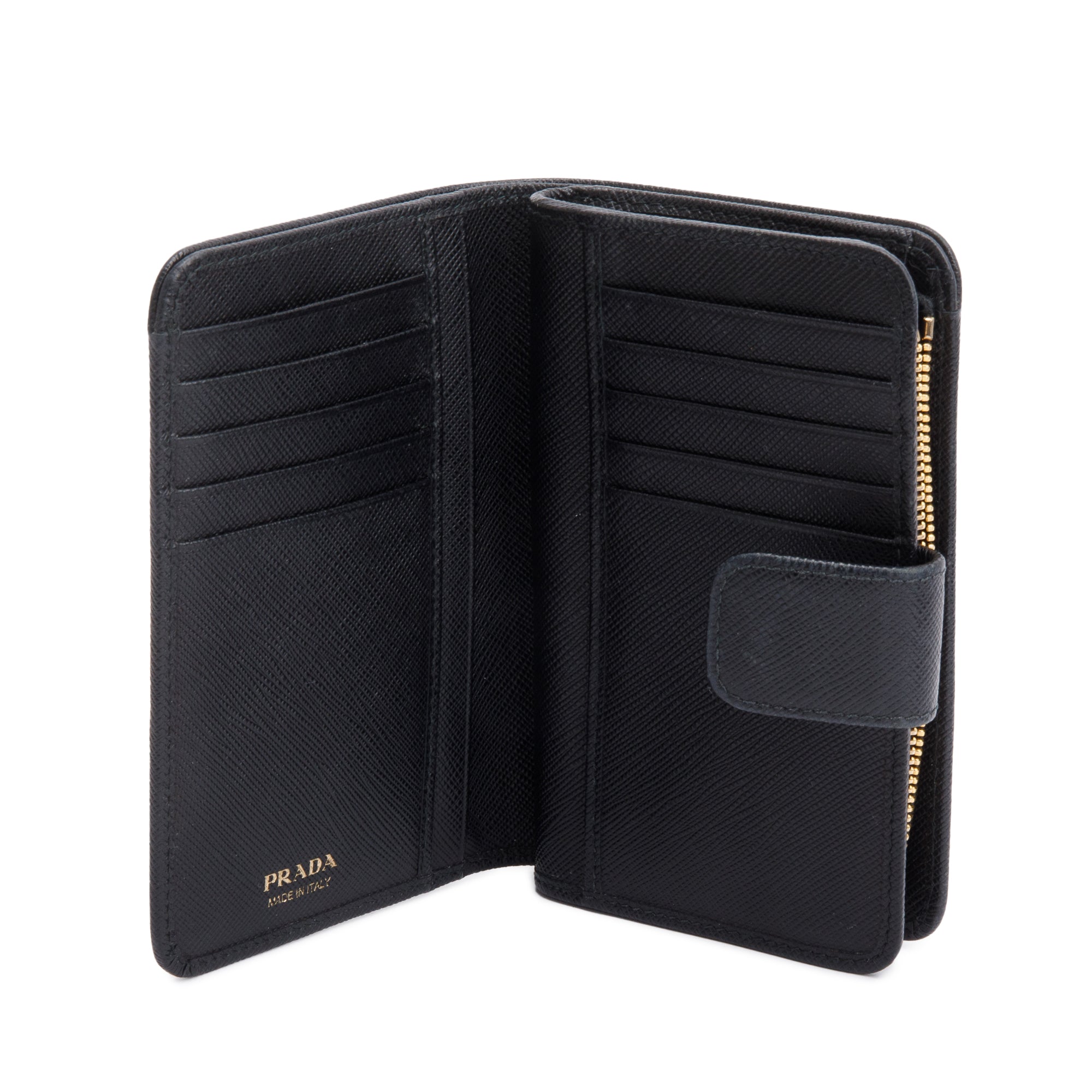Prada Black Saffiano Metal Compact Wallet