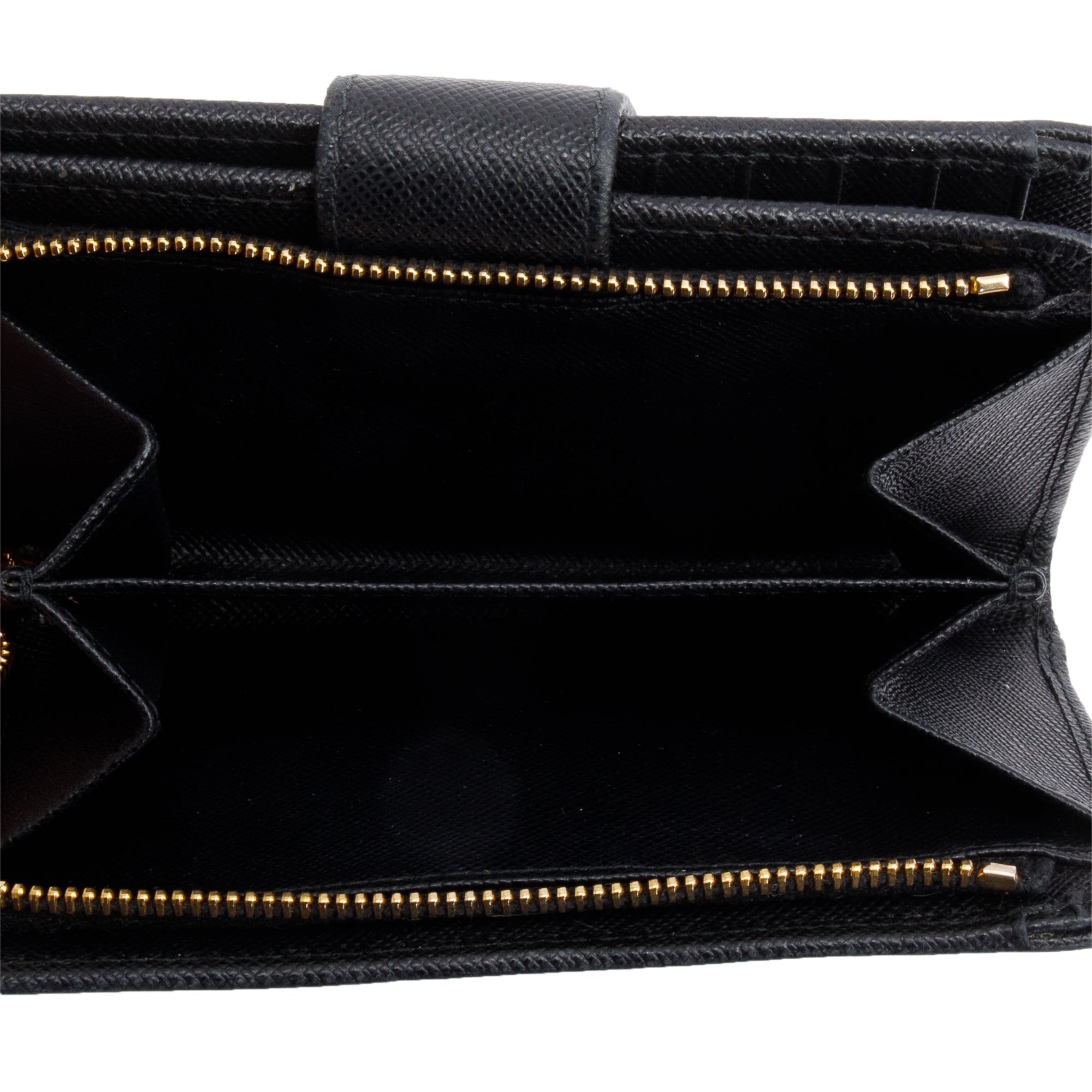 Prada Black Saffiano Metal Compact Wallet