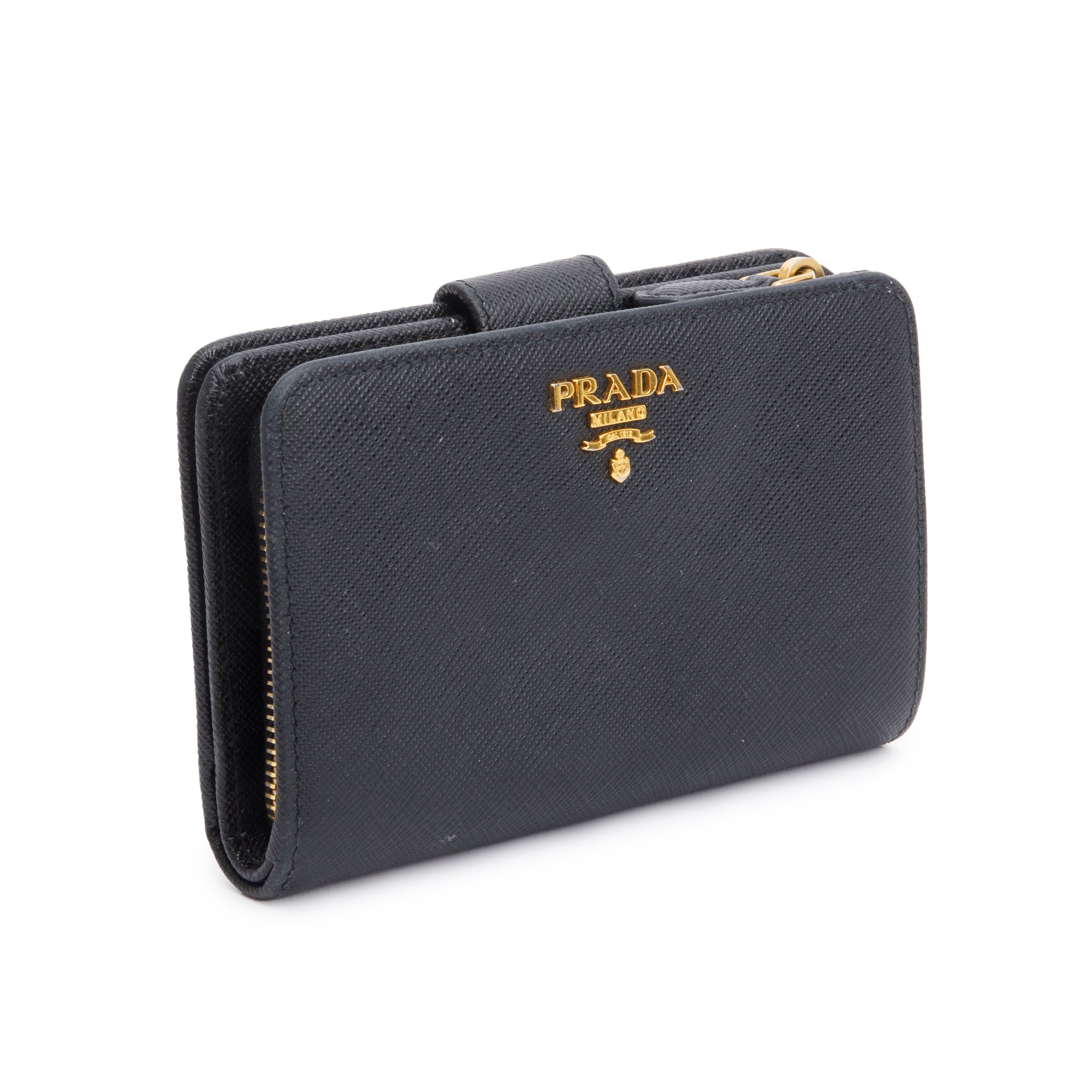 Prada Black Saffiano Metal Compact Wallet