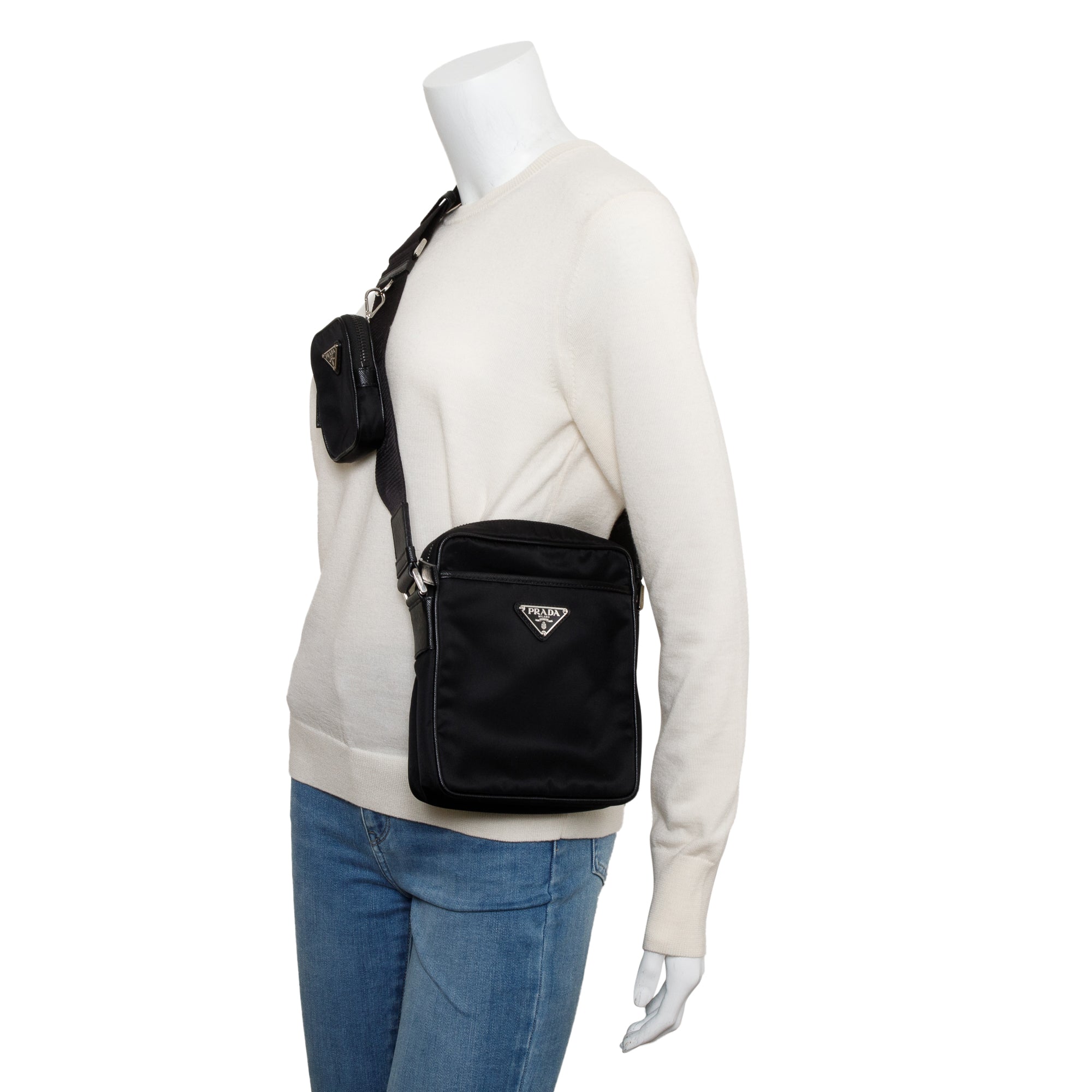 Prada Black Saffiano Re-Nylon Crossbody Bag w/ Authenticity Card