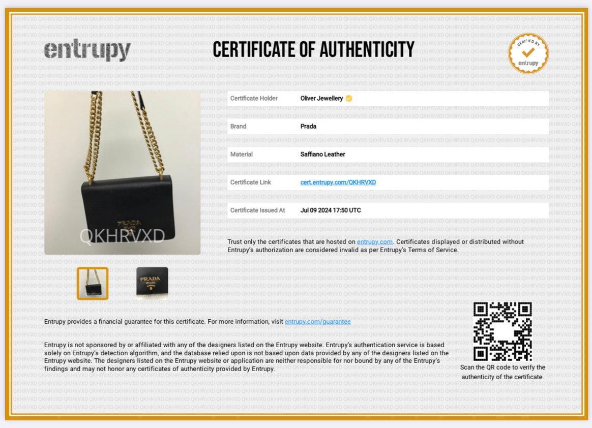 Prada Black Saffiano Soft Calf Leather Chain Crossbody Bag w/ Authenticity Card