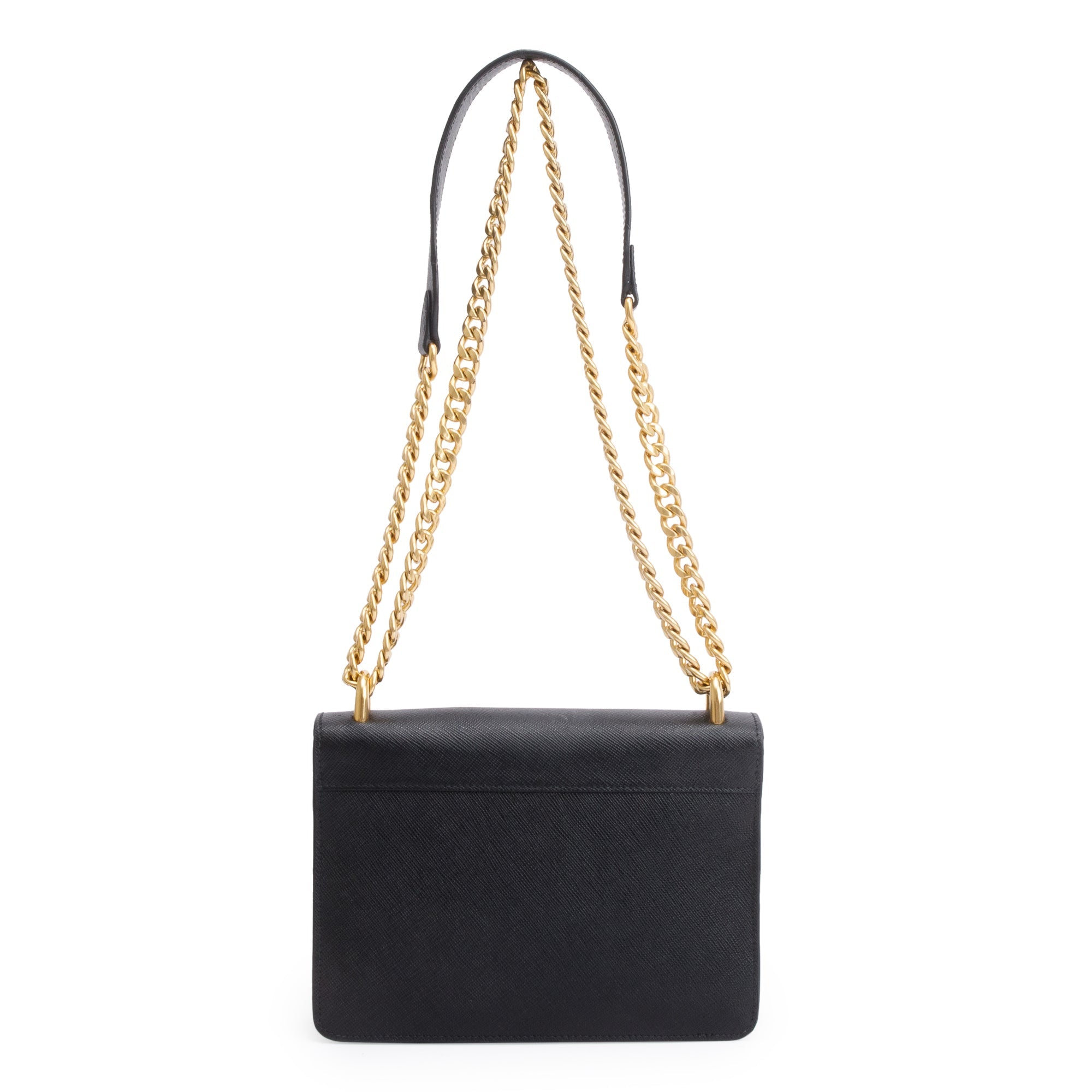 Prada Black Saffiano Soft Calf Leather Chain Crossbody Bag w/ Authenticity Card