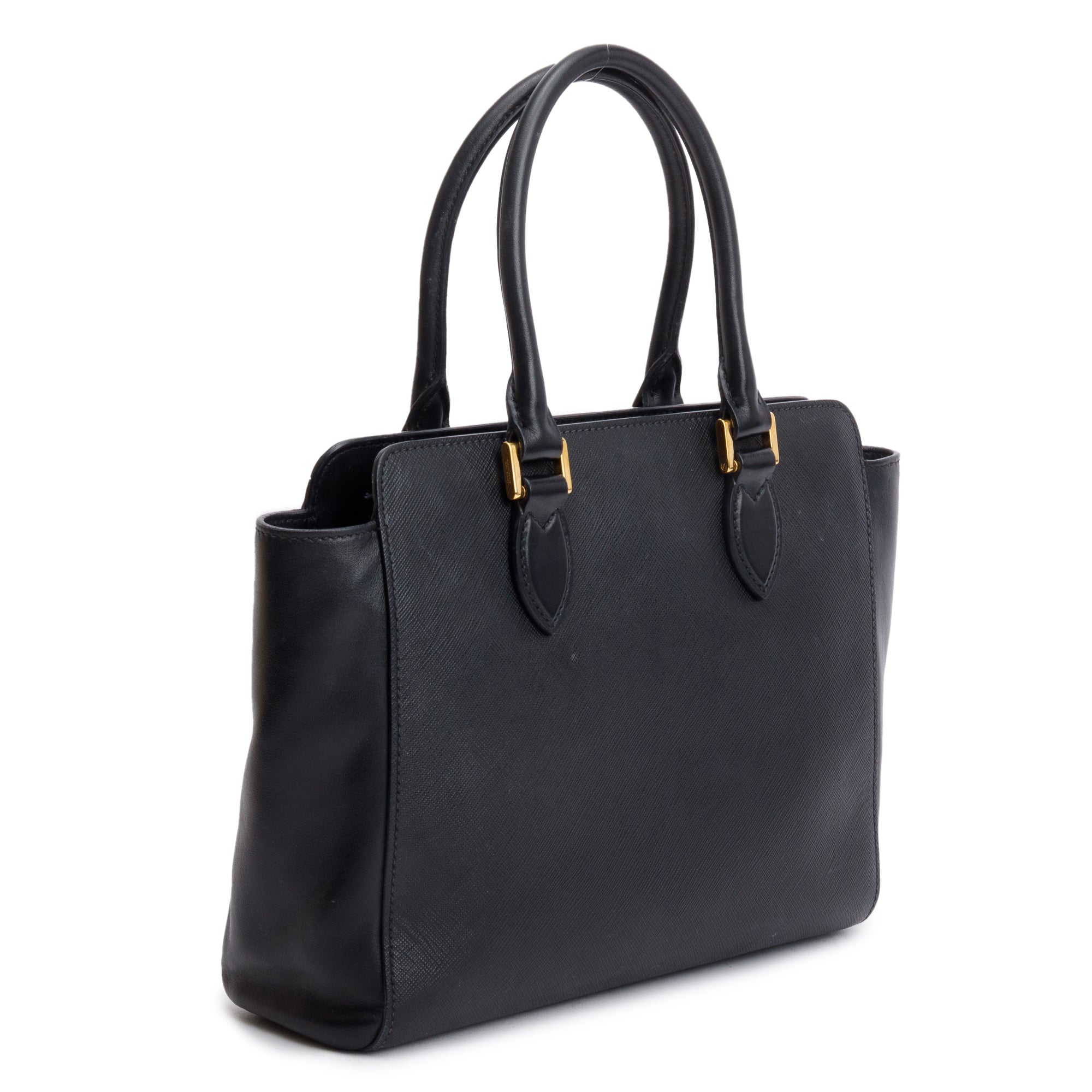 Prada Black Saffiano Soft Calf Leather Tote w/ Strap