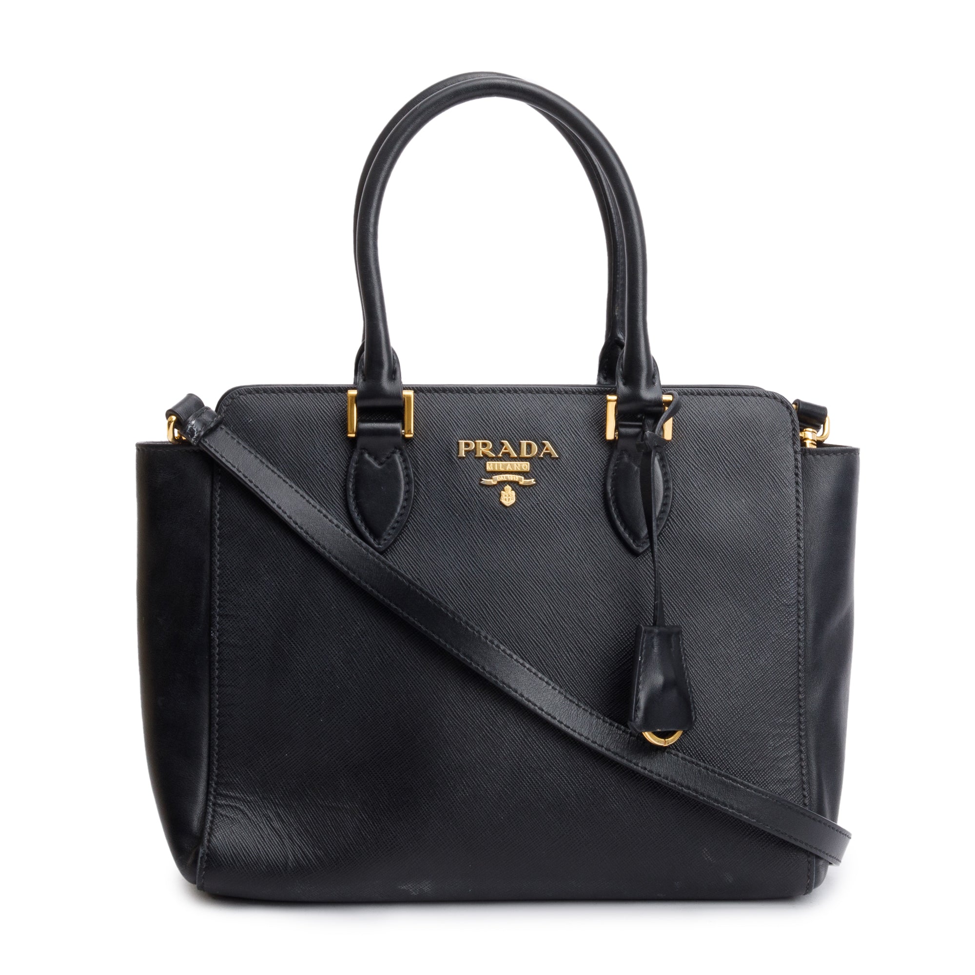 Prada Black Saffiano Soft Calf Leather Tote w/ Strap