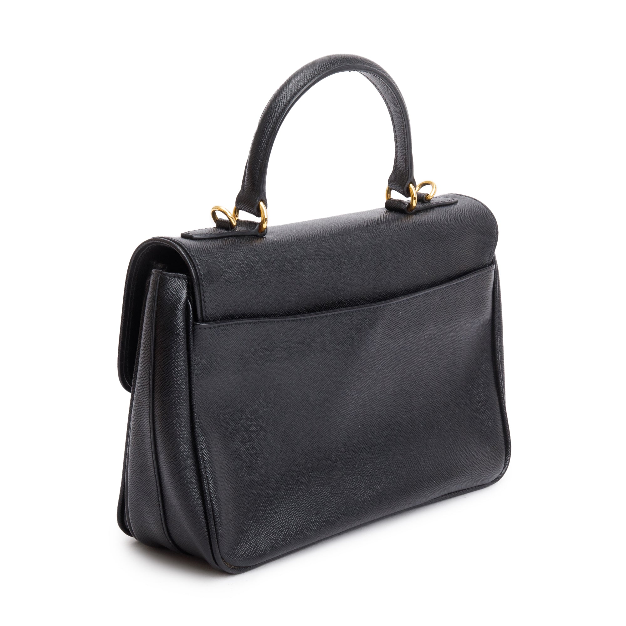Prada Black Saffiano Top55 Handle Tote w/ Strap