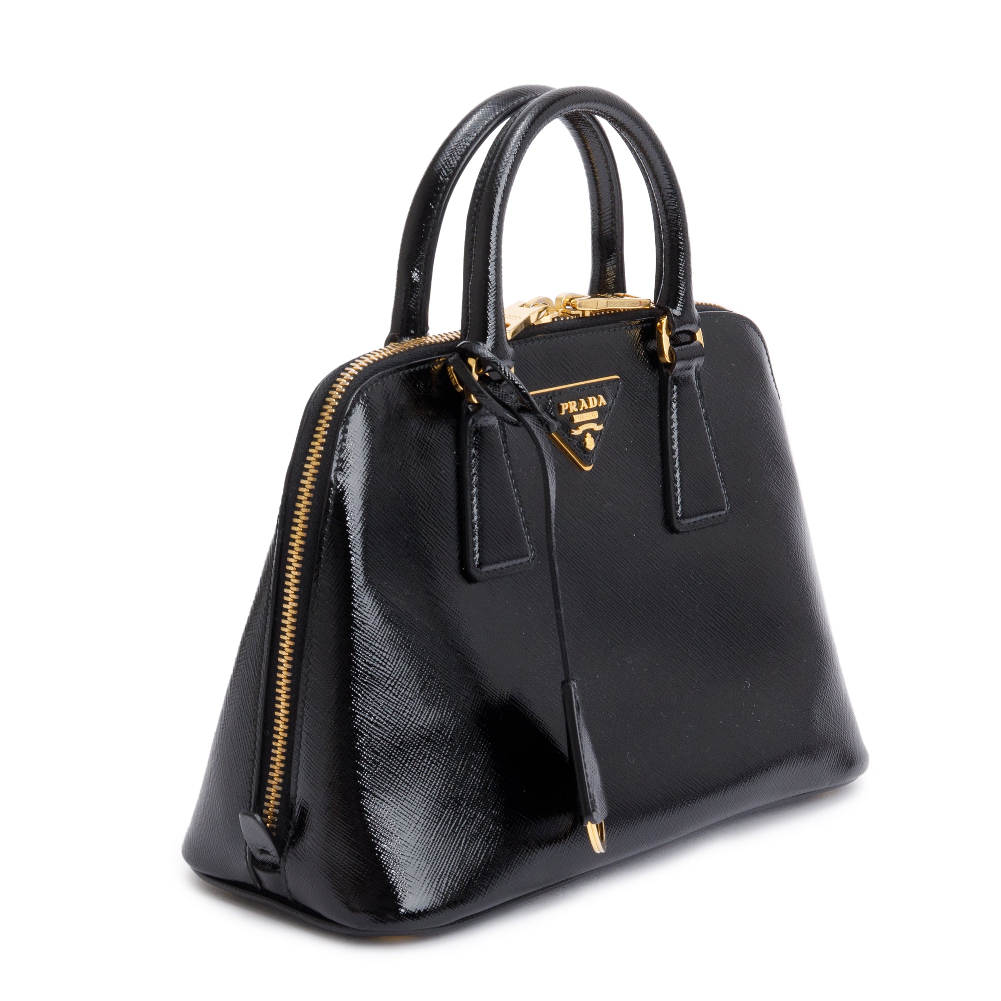 Prada Black Saffiano Vernice Small Promenade Tote w/ Strap & Authenticity Card