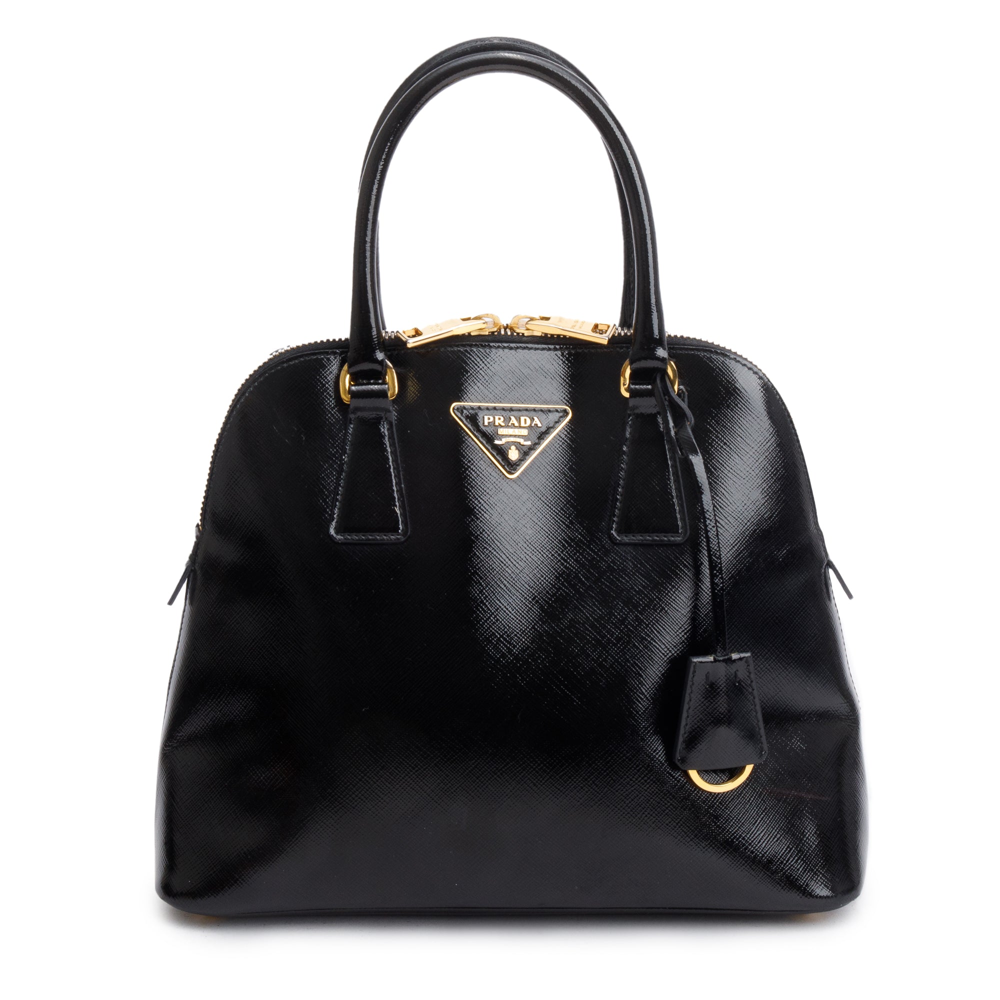 Prada Black Saffiano Vernice Small Promenade Tote