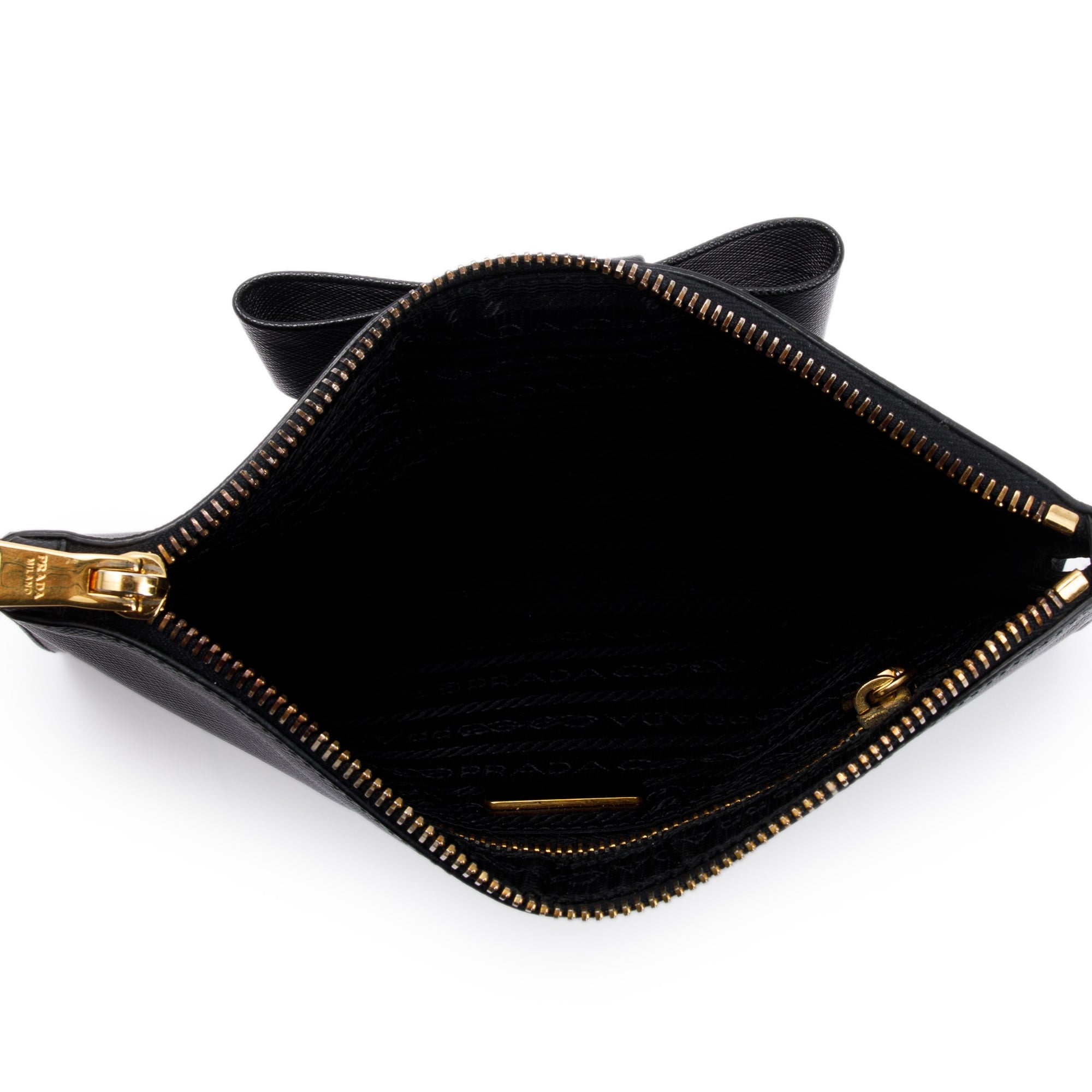 Prada Black Saffiano Wristlet Clutch w/ Box