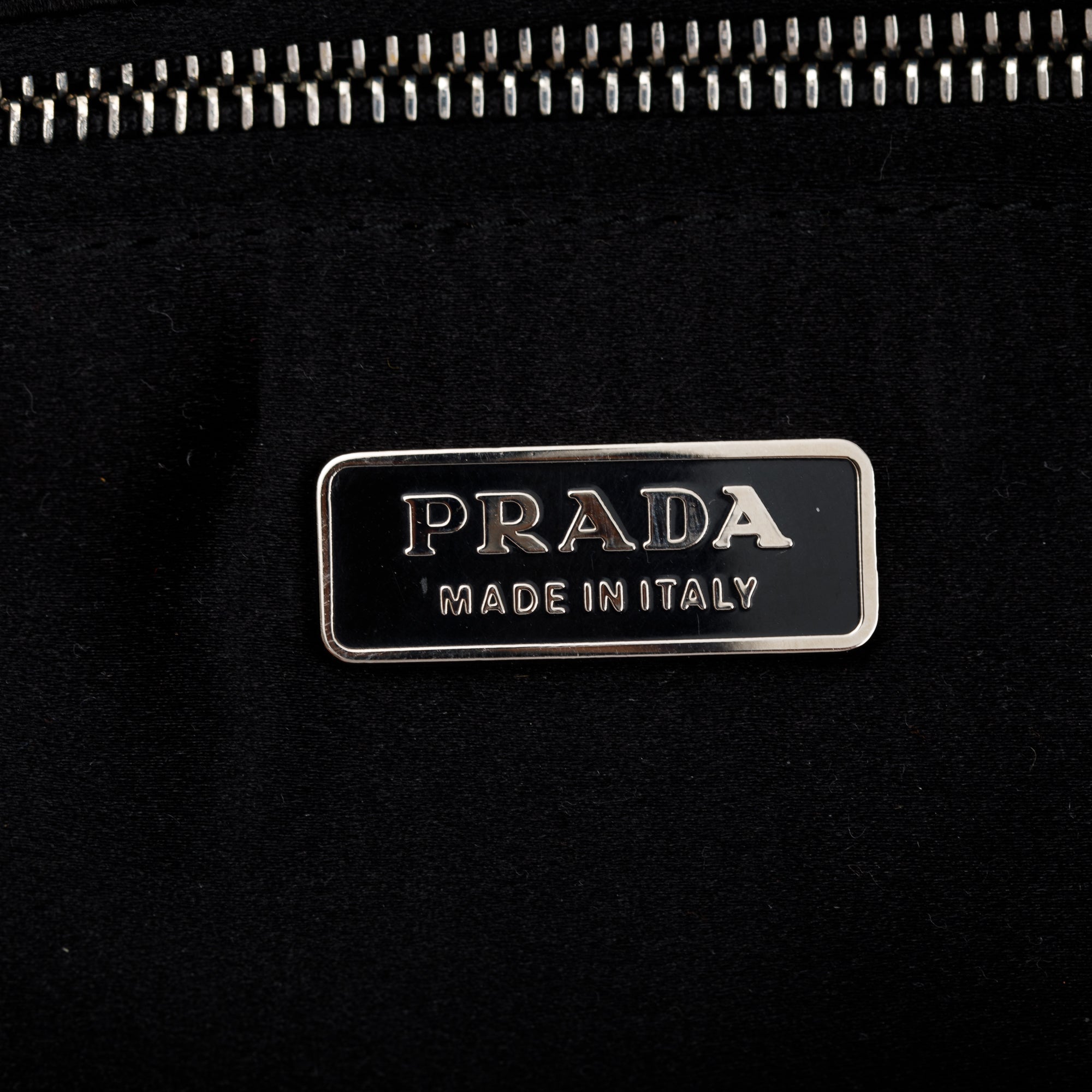 Prada Black Satin Crystal Embellished Chain Clutch