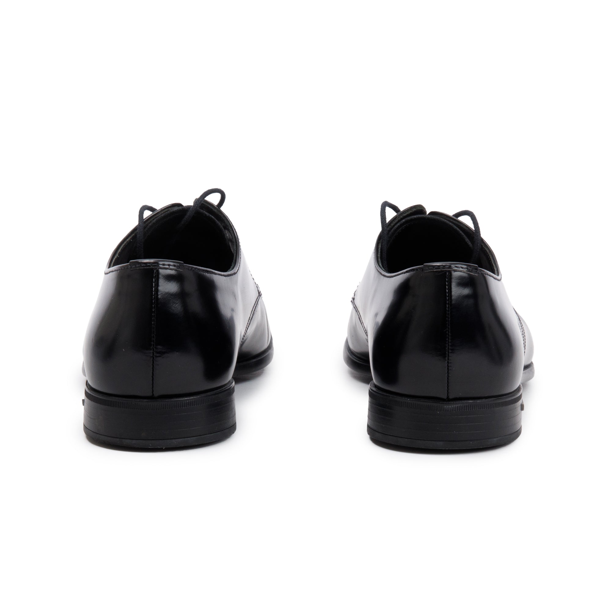 Prada Black Spazzolato Leather Laced Oxford Shoes, Size 7.5