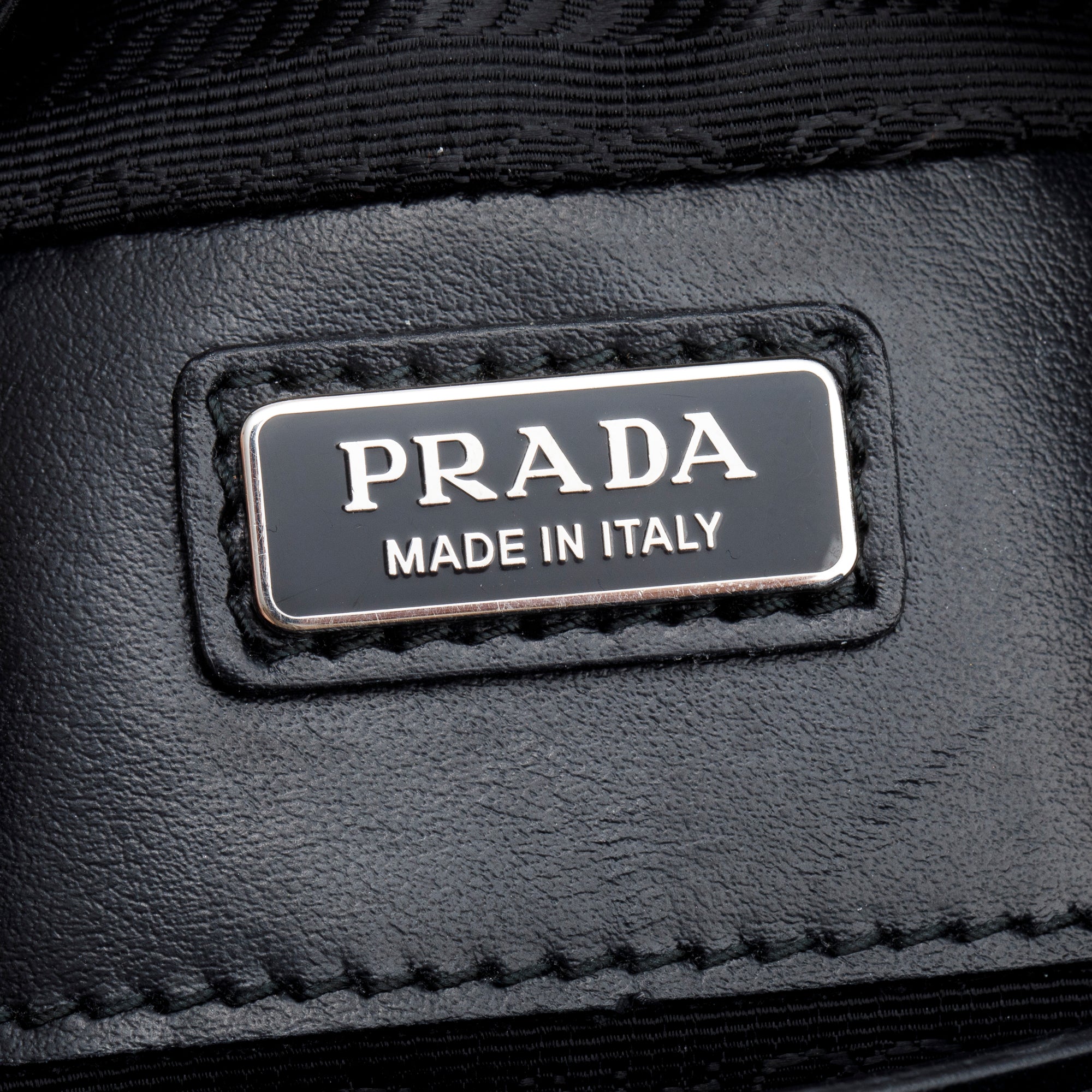 Prada Black Spazzolato Leather Small Brique Crossbody Bag