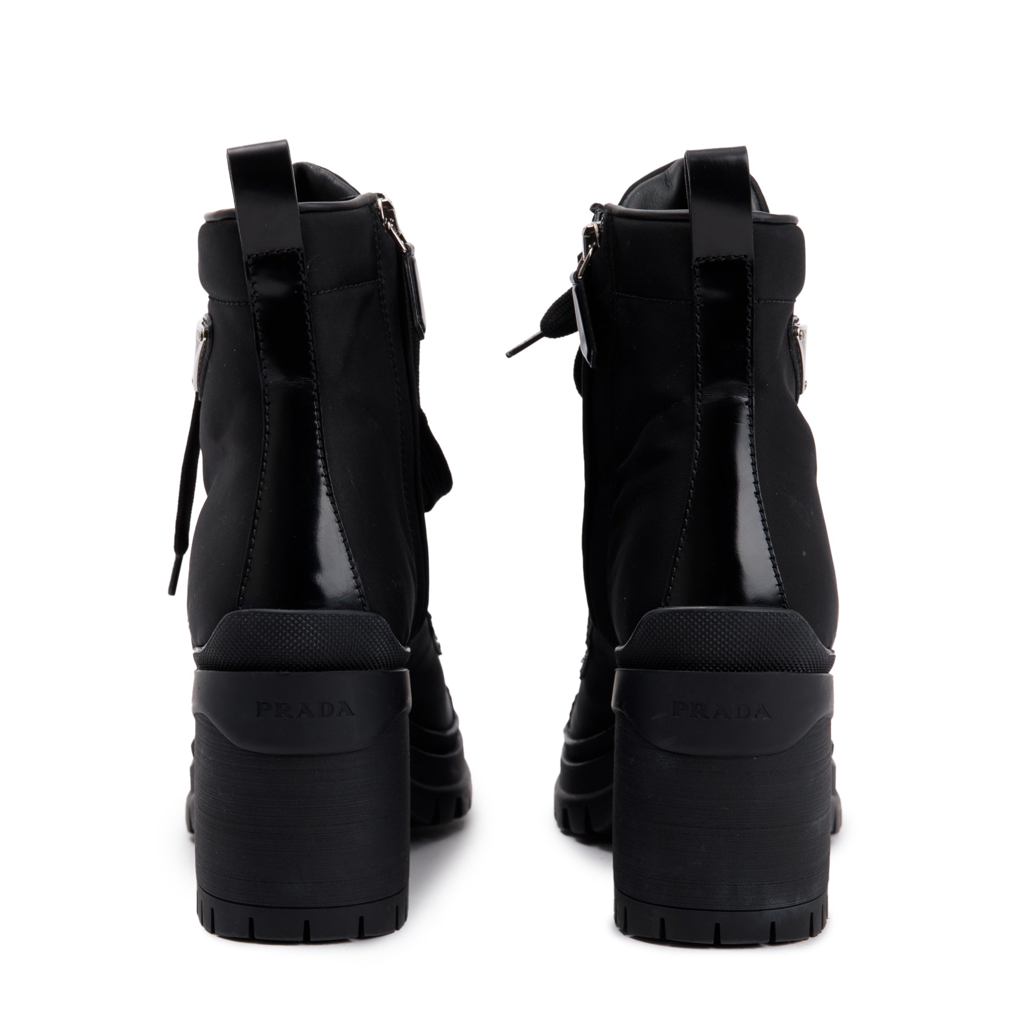 Prada Black Spazzolato Nylon Calzature Donna Boots, Size 37.5 w/ Box