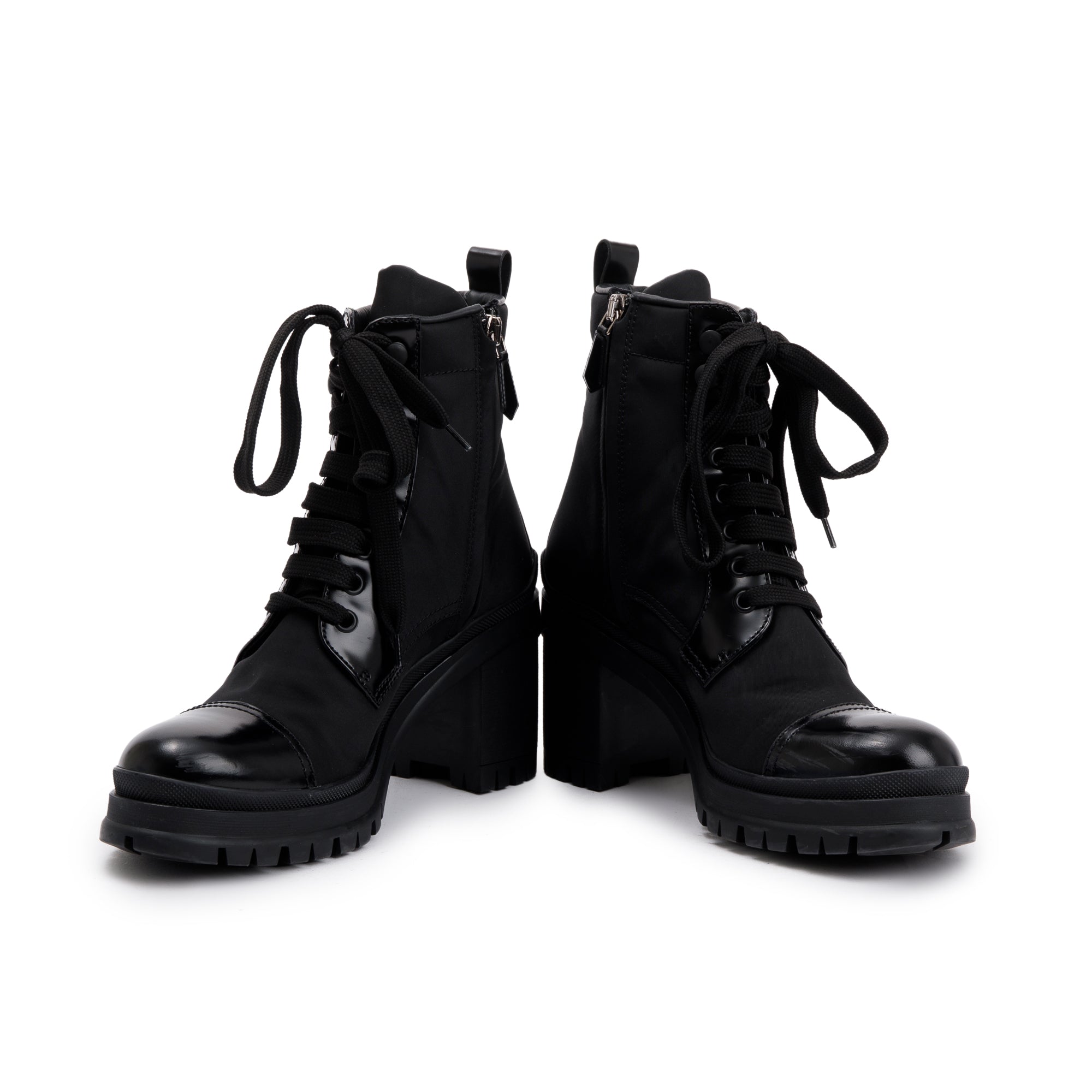 Prada Black Spazzolato Nylon Calzature Donna Boots, Size 37.5 w/ Box