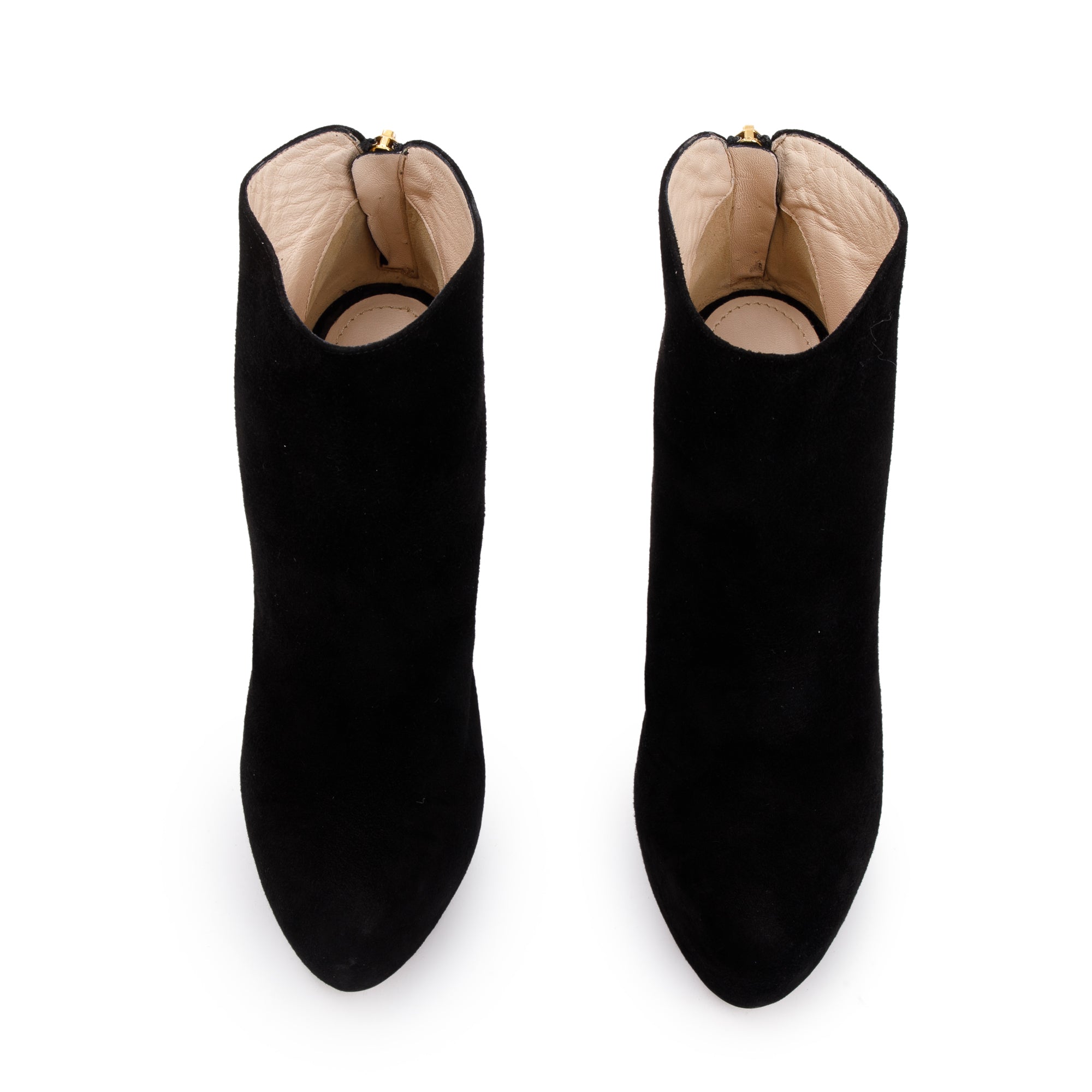 Prada Black Suede High Heeled Booties, Size 36 w/ Box