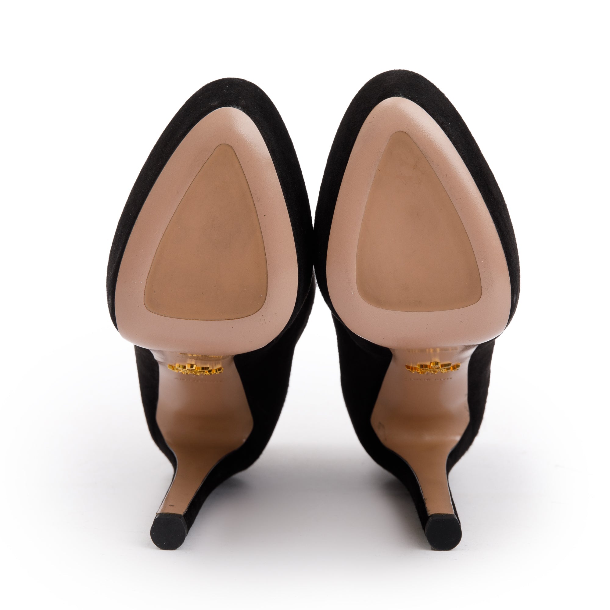 Prada Black Suede High Heeled Booties, Size 36 w/ Box