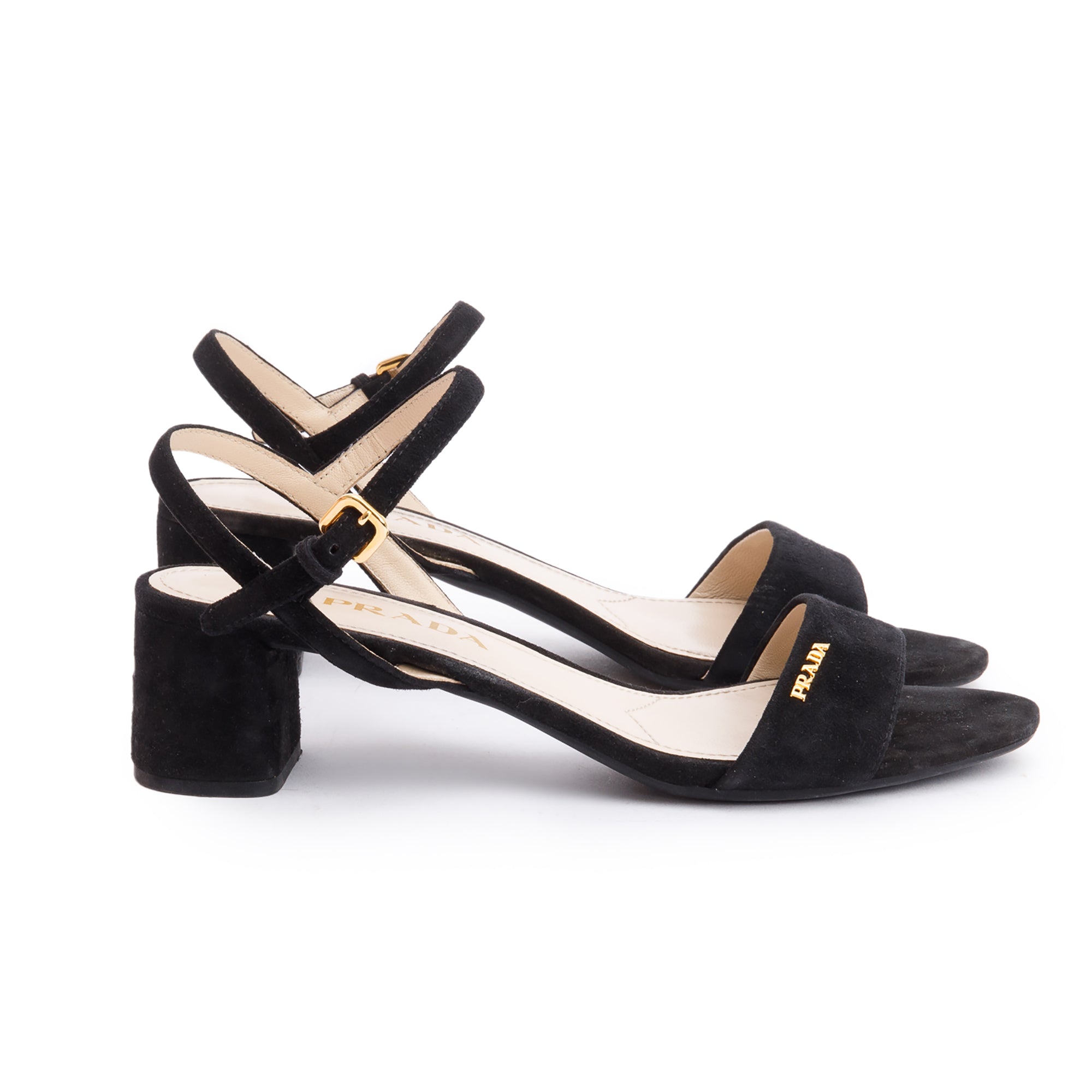 Prada Black Suede Sling Back Sandals, Size 36 w/ Box
