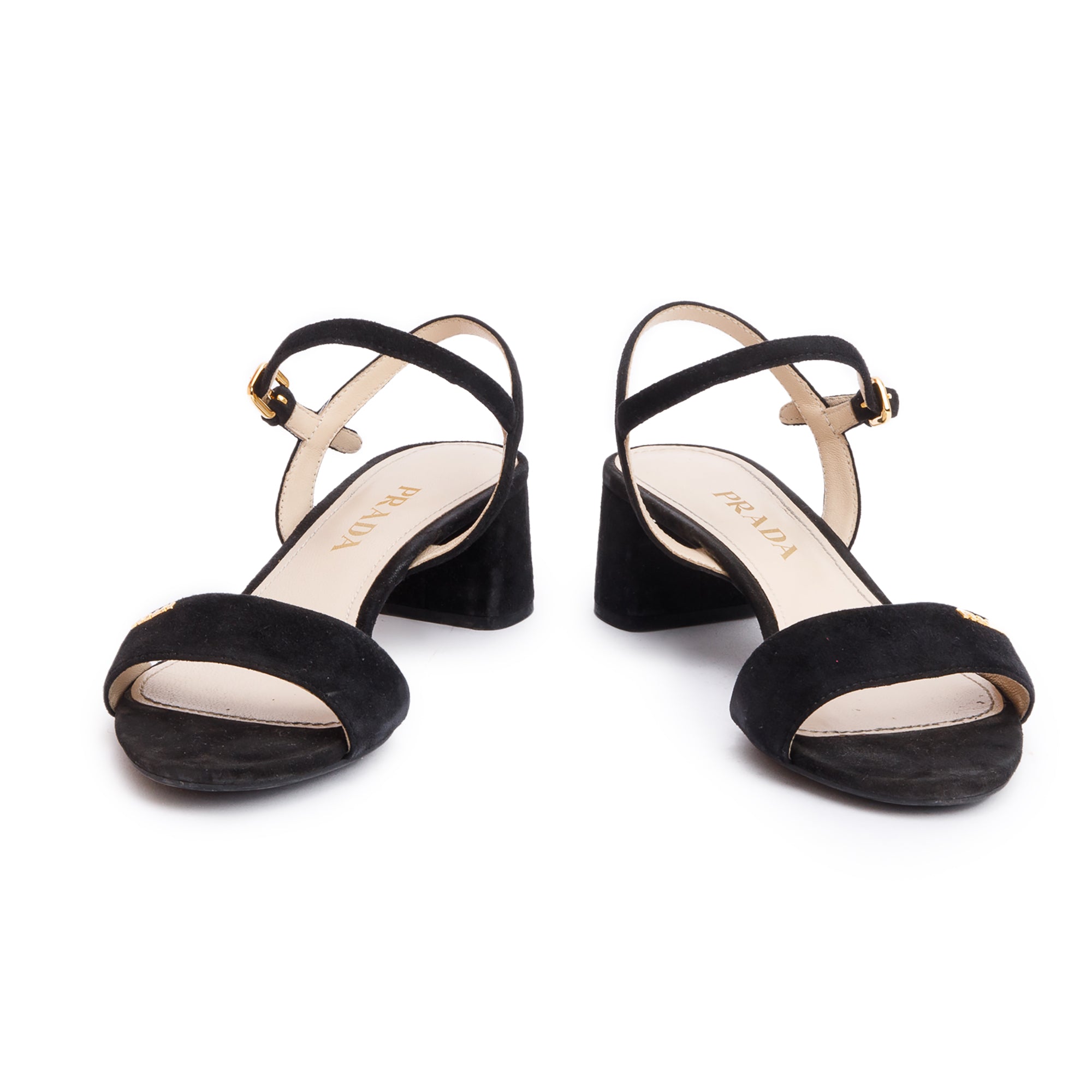 Prada Black Suede Sling Back Sandals, Size 36 w/ Box