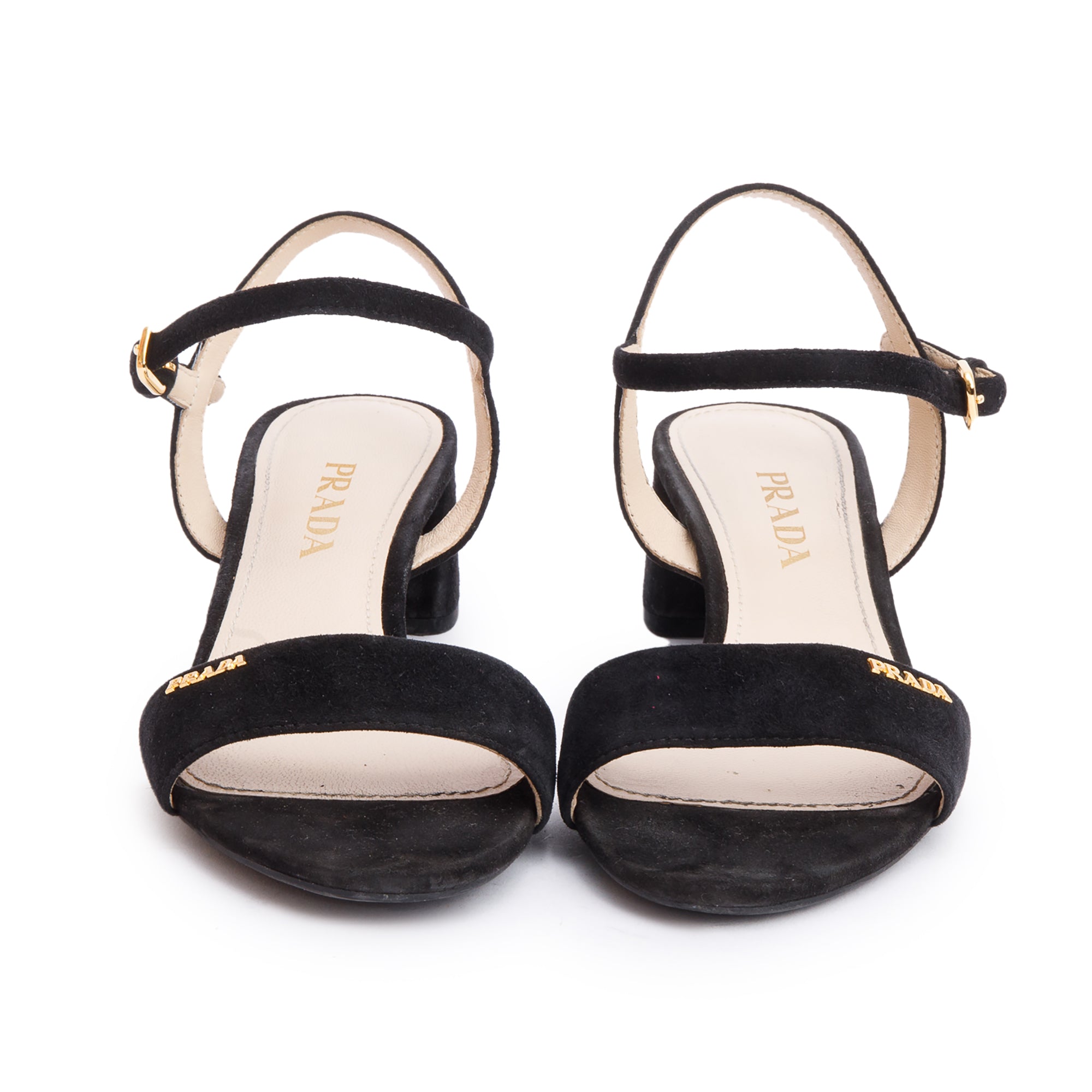 Prada Black Suede Sling Back Sandals, Size 36 w/ Box
