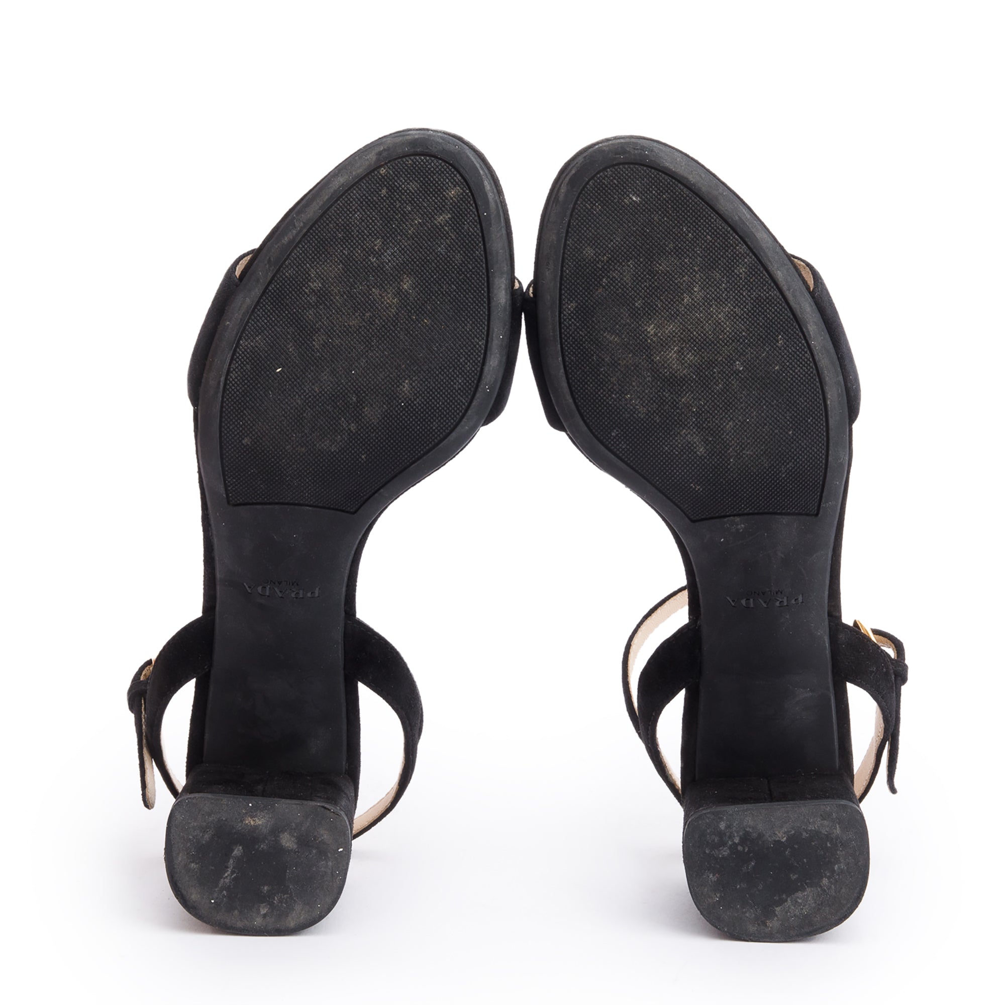 Prada Black Suede Sling Back Sandals, Size 36 w/ Box
