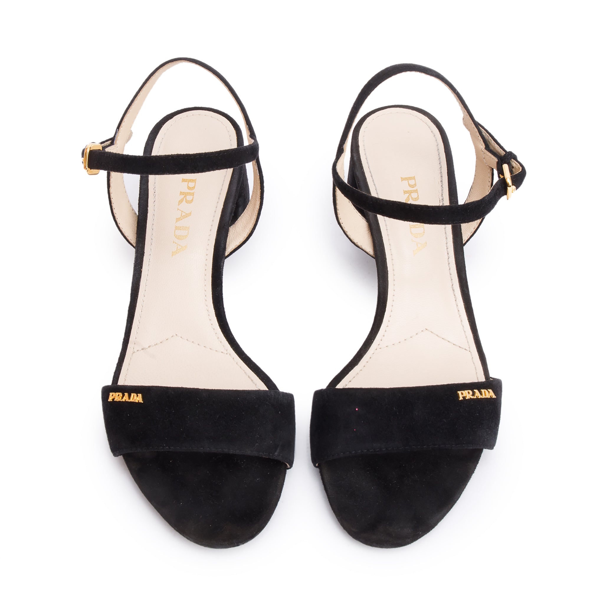 Prada Black Suede Sling Back Sandals, Size 36 w/ Box