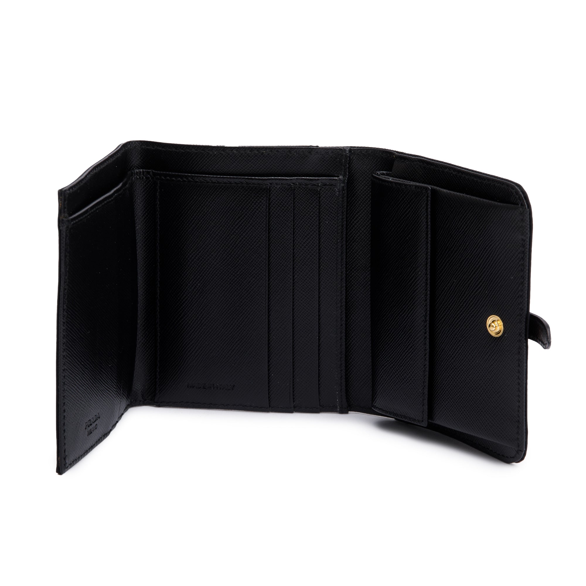 Prada Black Tessuto Compact Trifold Wallet