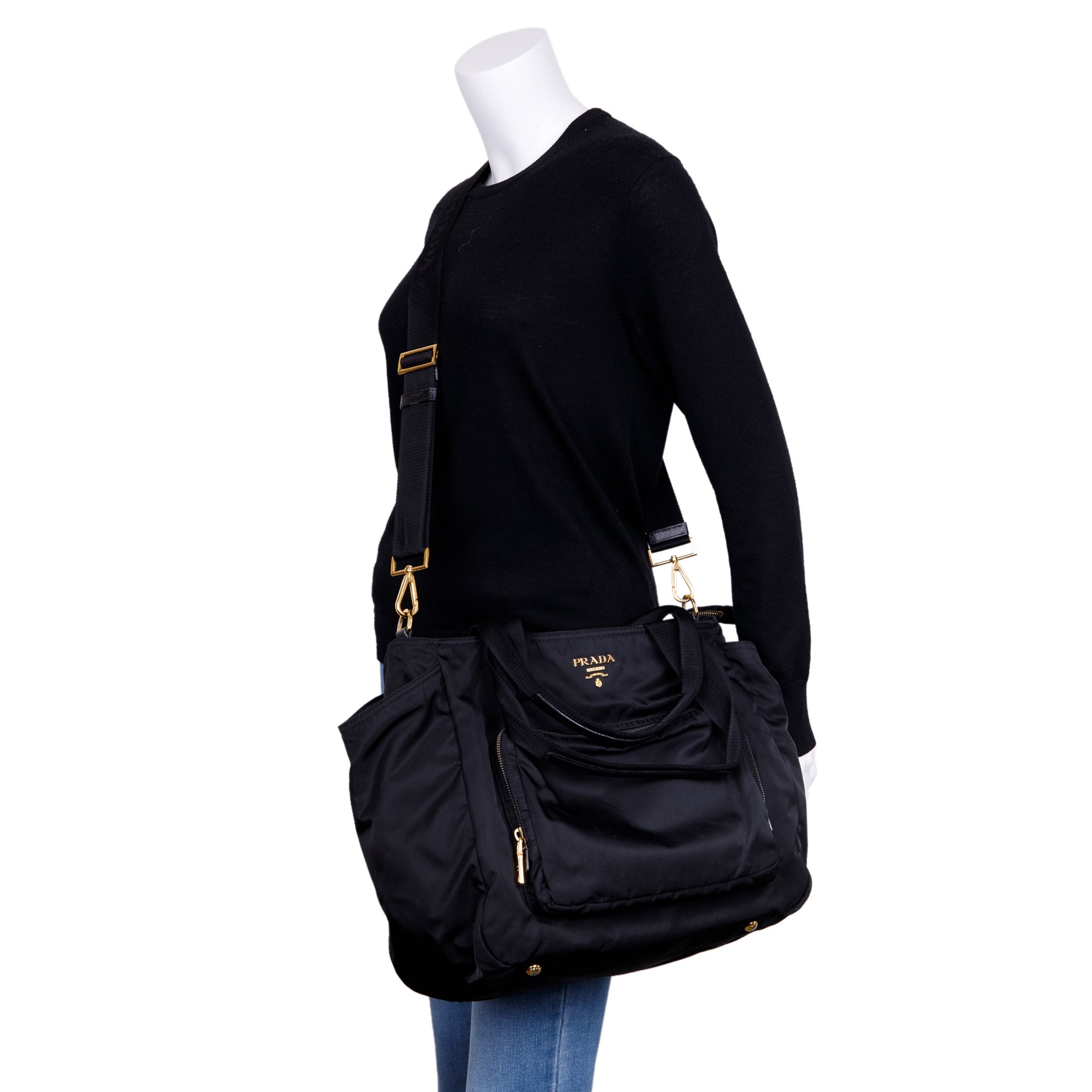 Prada Black Tessuto Nylon Diaper Bag w/ Strap