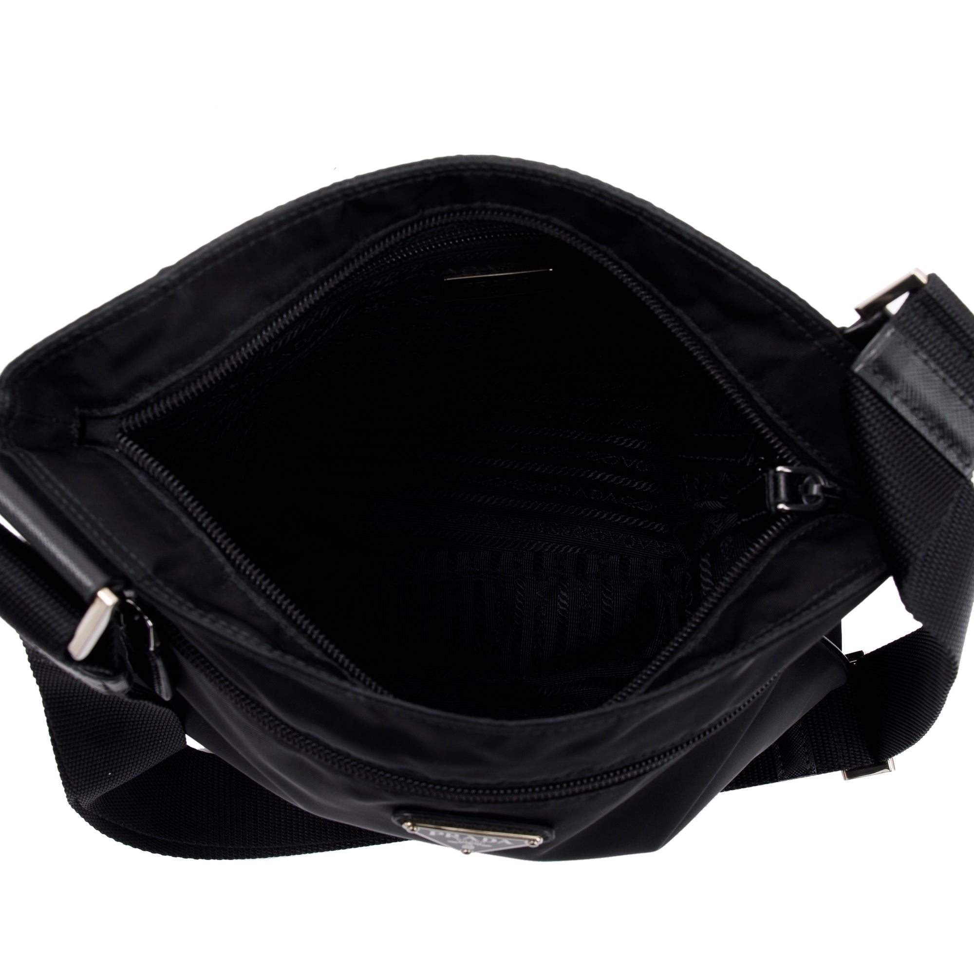Prada Black Tessuto Nylon Flat Messenger Bag