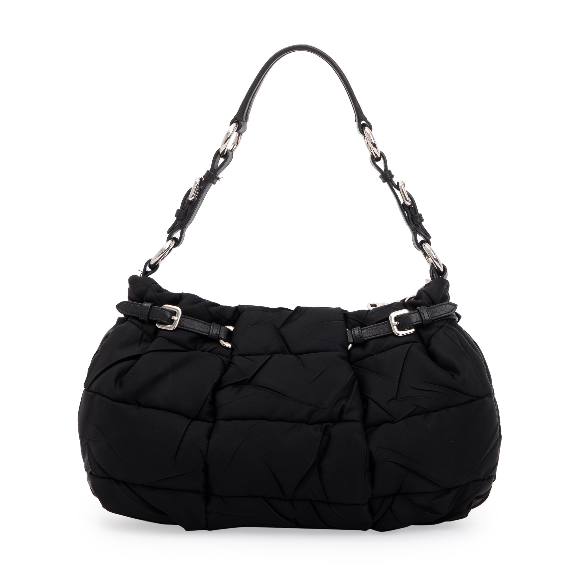 Prada Black Tessuto Nylon Gauffre Quilted Shoulder Bag