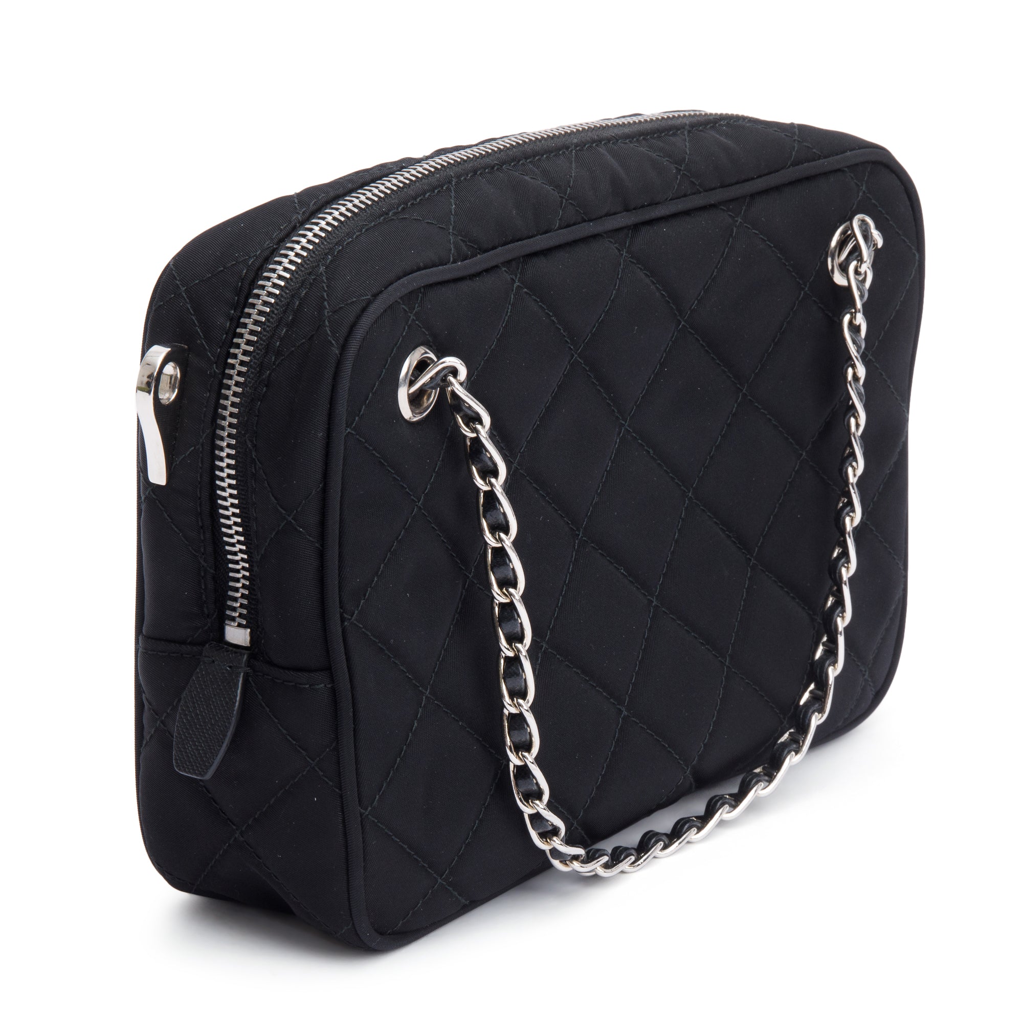 Prada Black Tessuto Nylon Impunture Camera Bag