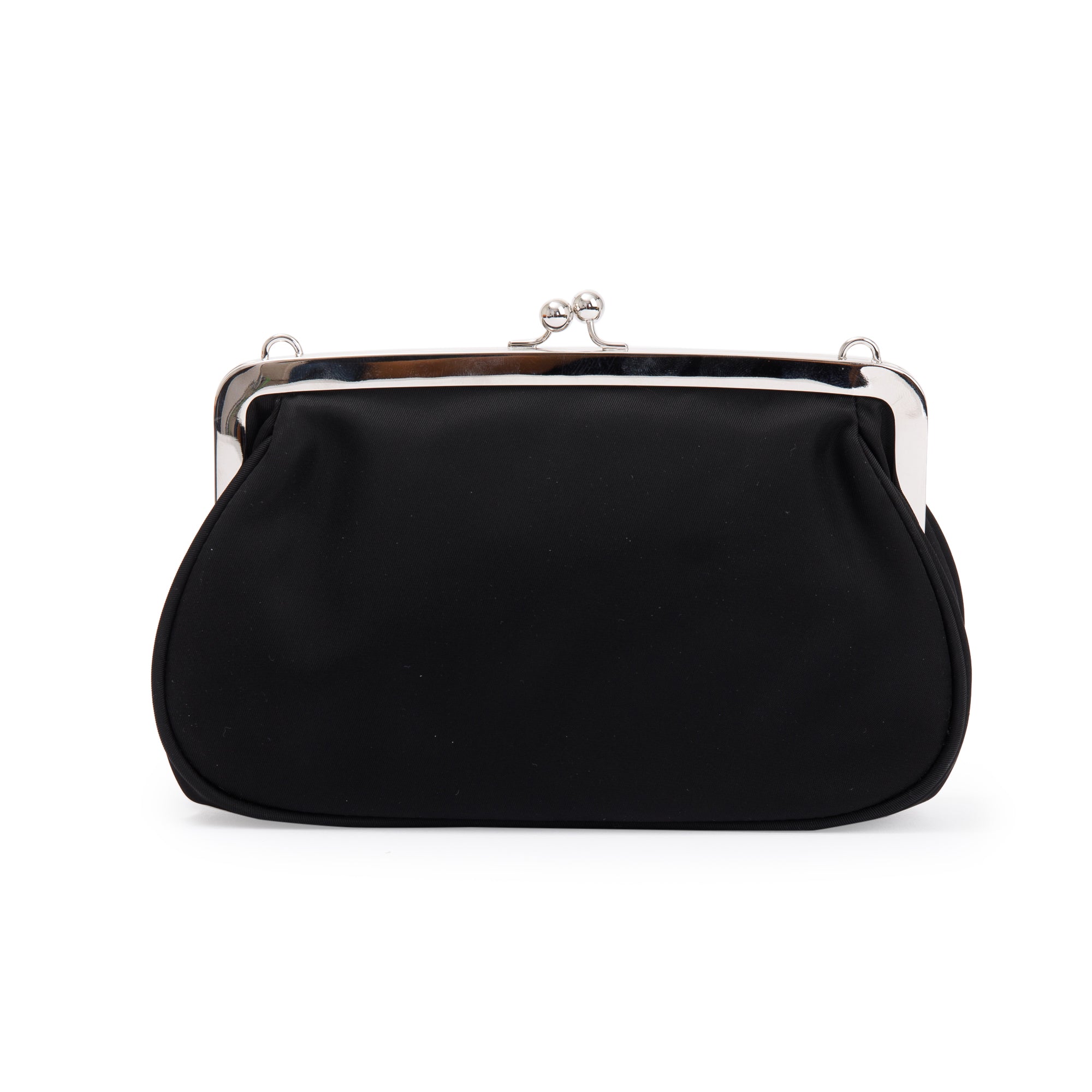 Prada Black Tessuto Nylon Kisslock Crossbody Bag w/ Strap & Box