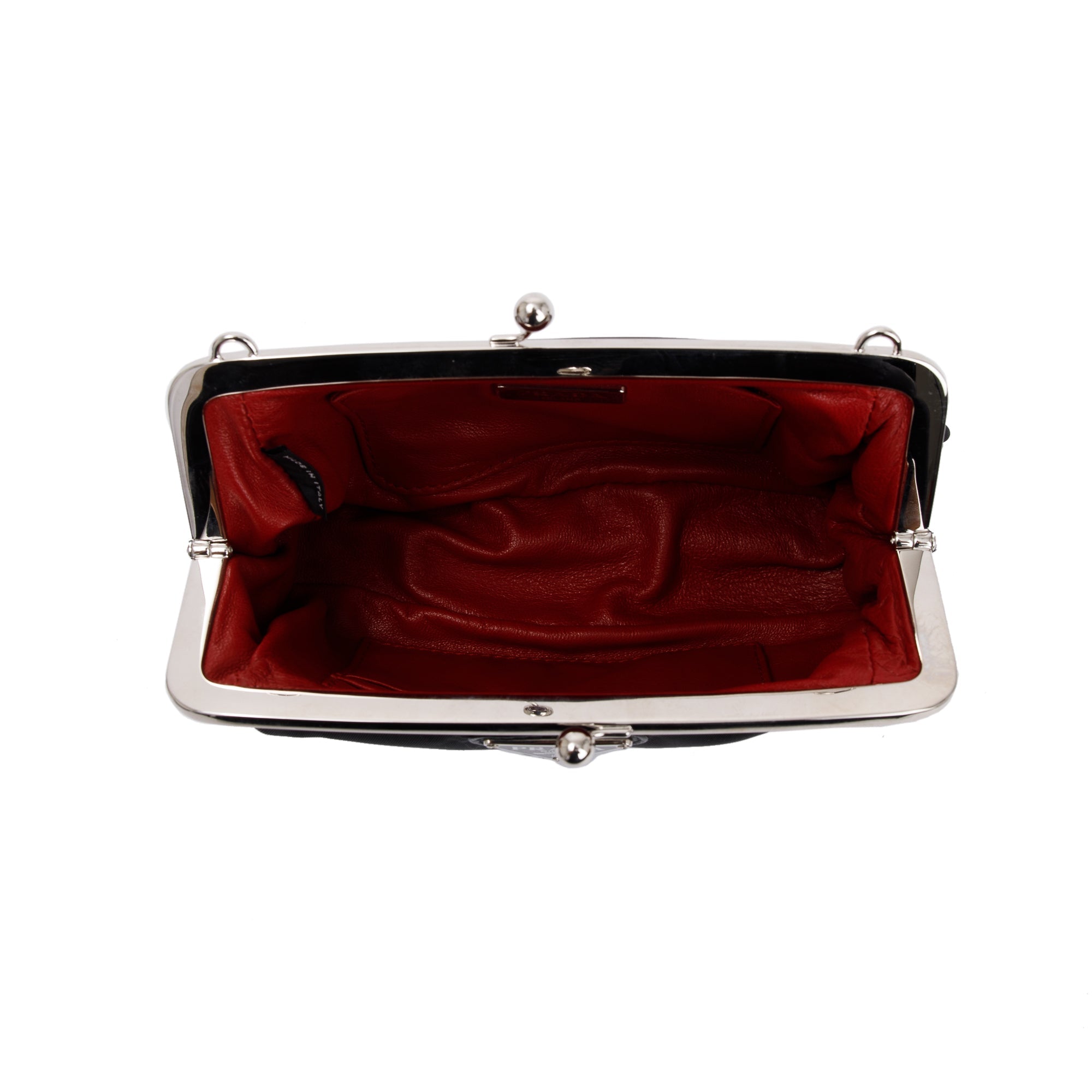 Prada Black Tessuto Nylon Kisslock Crossbody Bag w/ Strap & Box