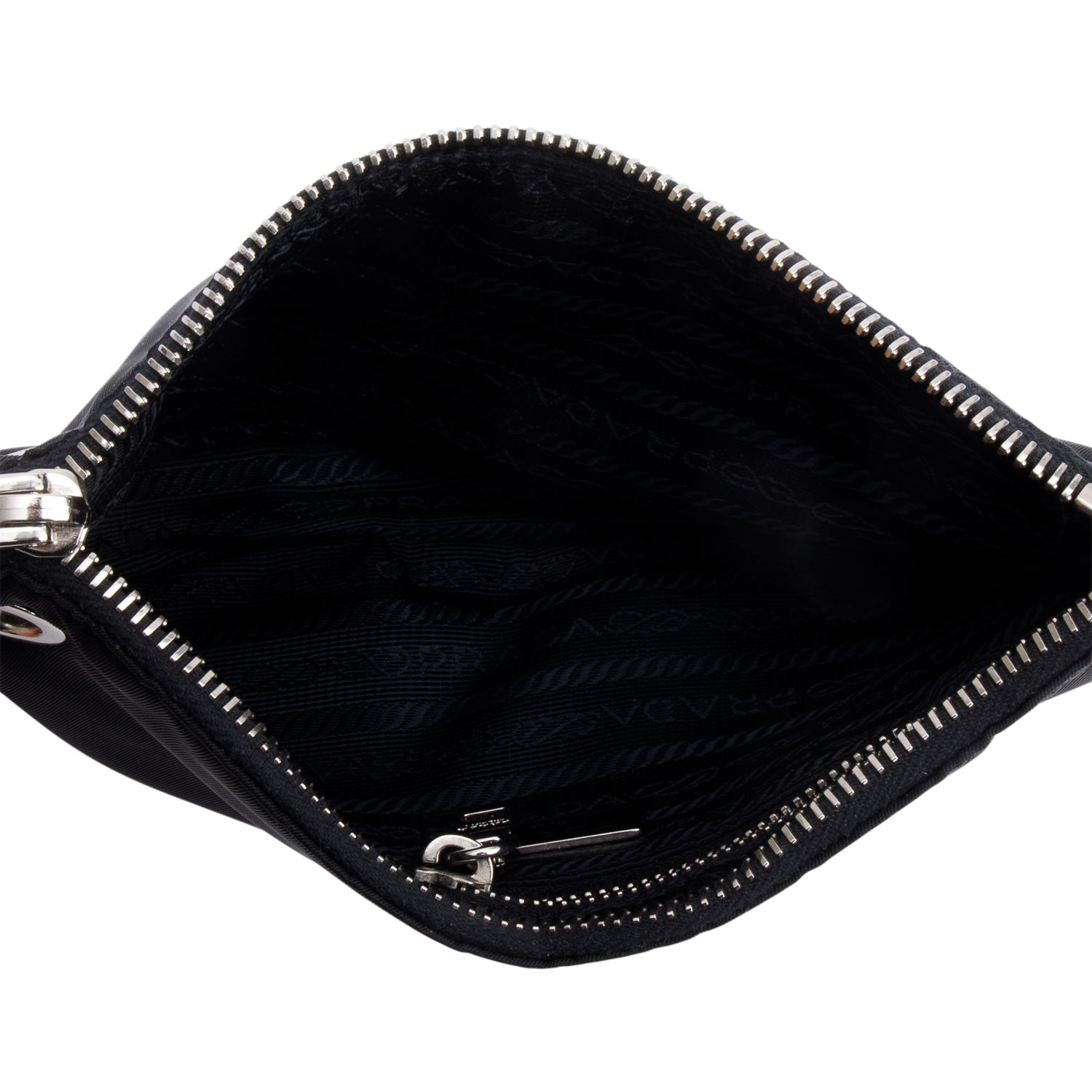 Prada Black Tessuto Nylon O-Ring Zip Pouch