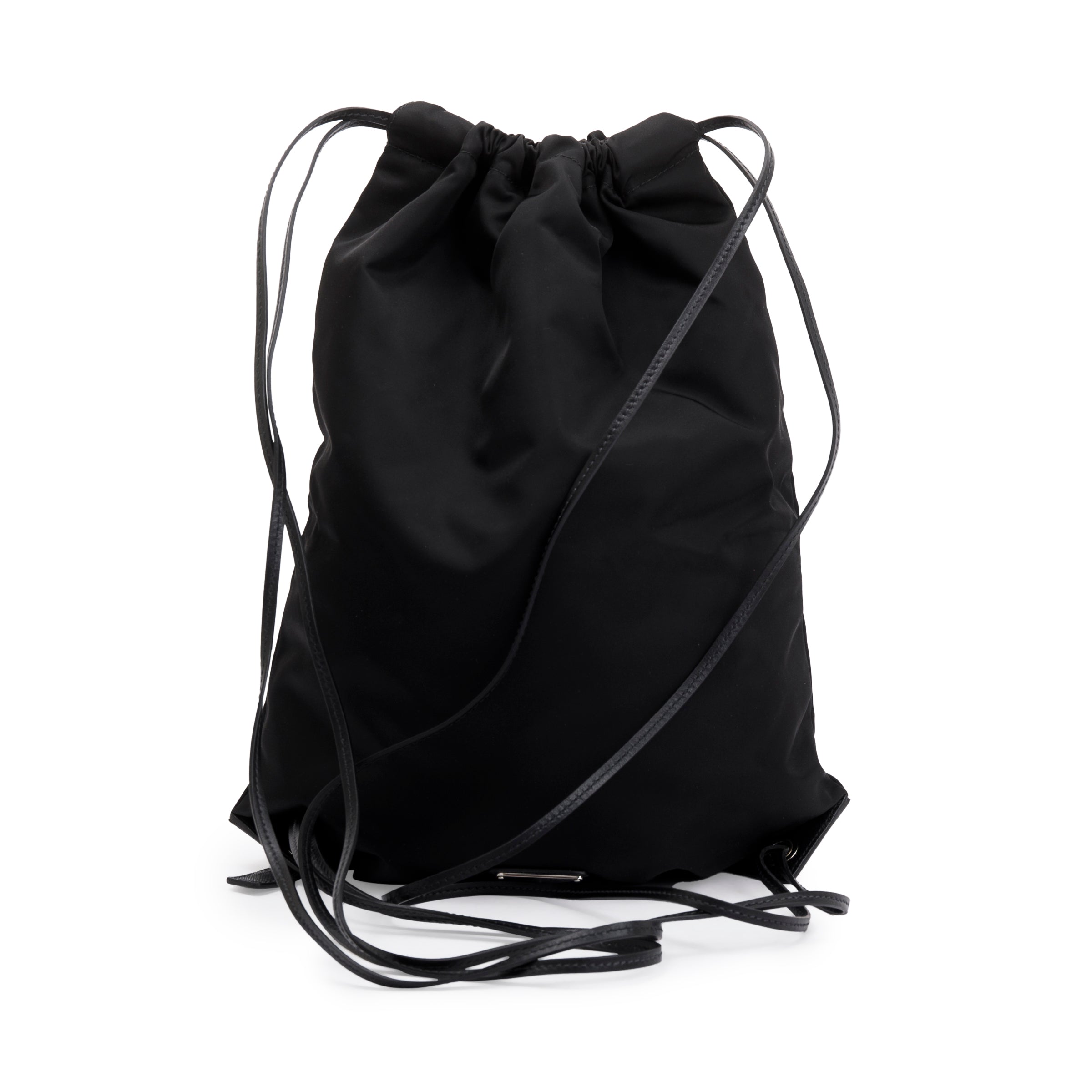 Prada Black Tessuto Nylon Whale Pocket Motif Drawstring Backpack