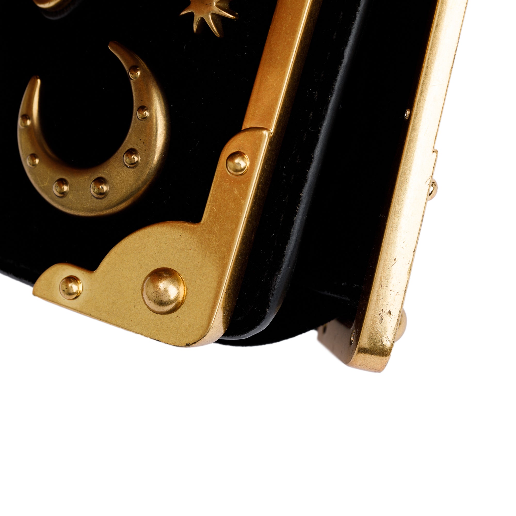 Prada Black Velvet Saffiano Astrology Cahier Bag