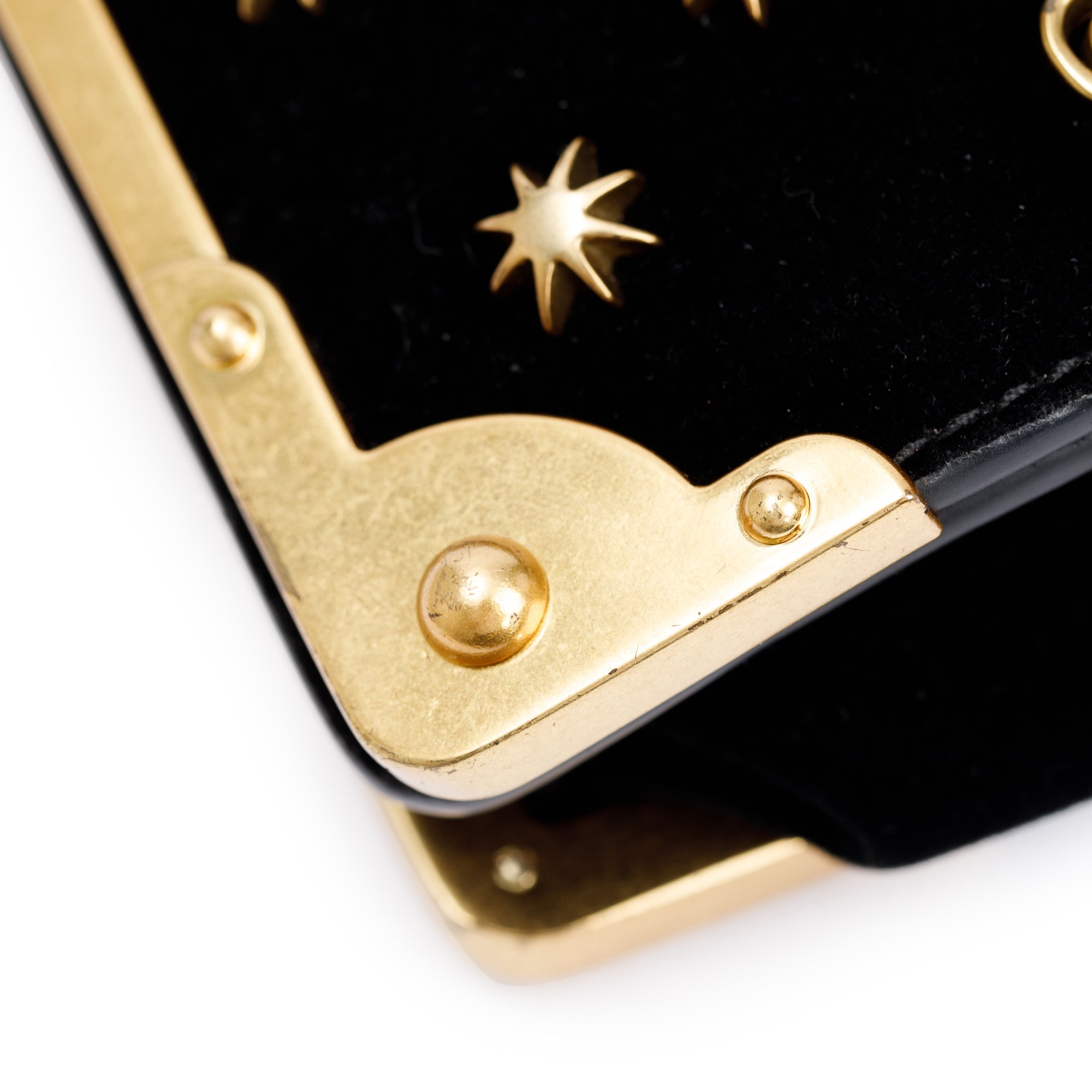 Prada Black Velvet Saffiano Astrology Cahier Bag