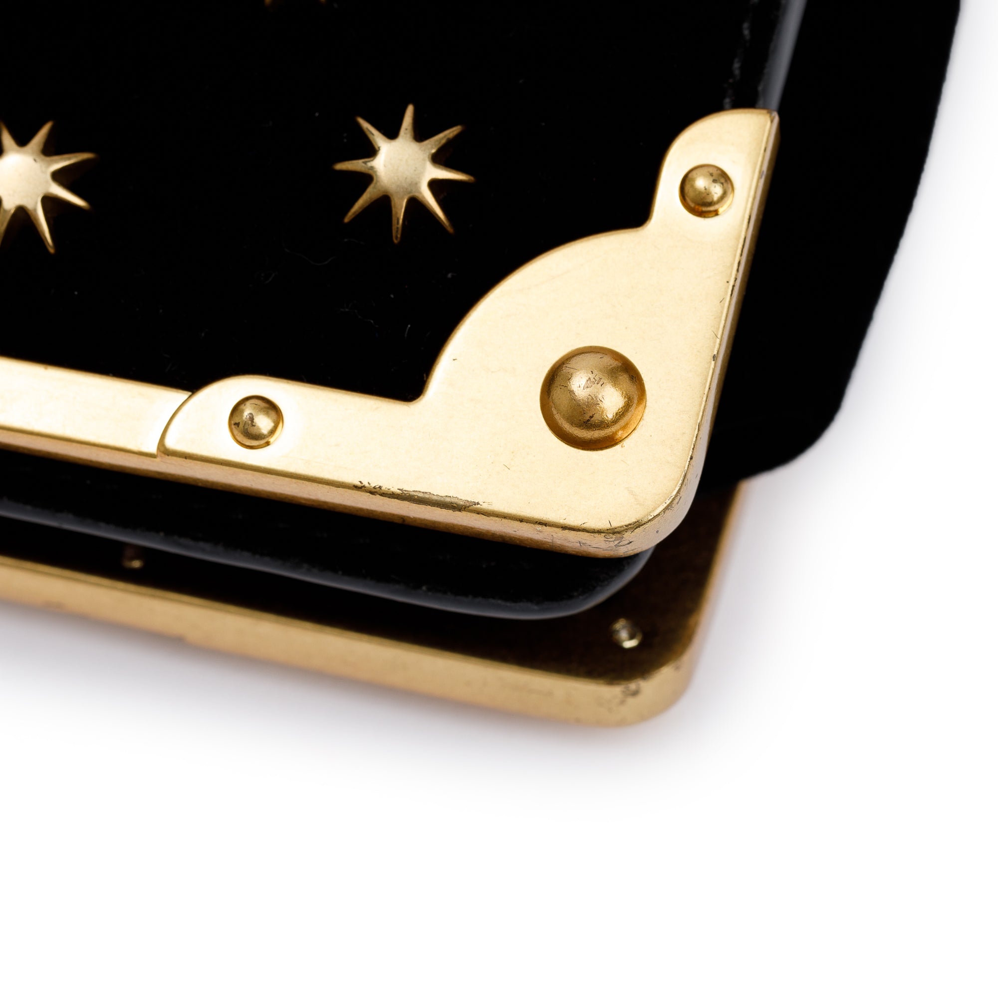 Prada Black Velvet Saffiano Astrology Cahier Bag