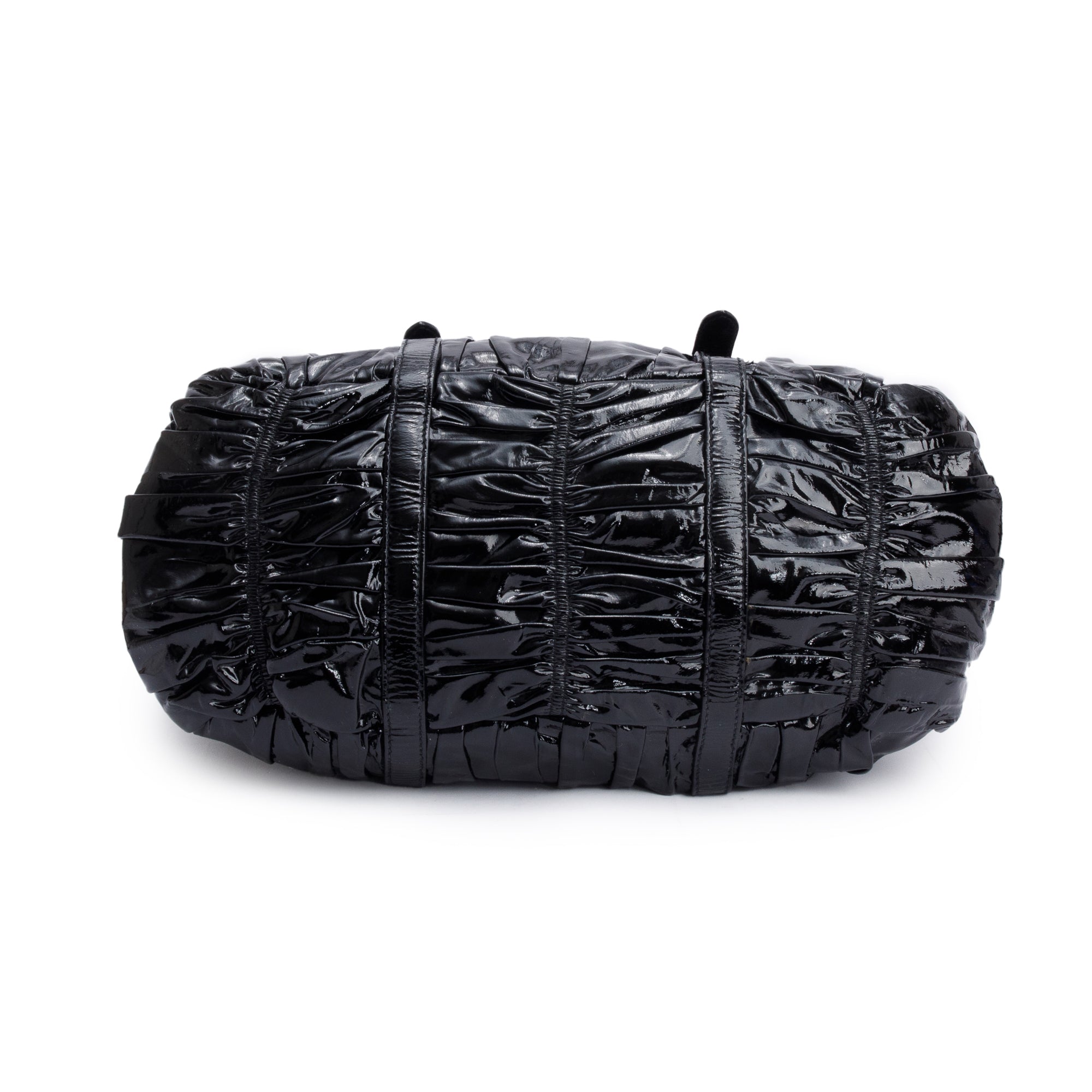 Prada Black Vernice Gaufre Shopping Tote w/ Strap & Authenticity Card